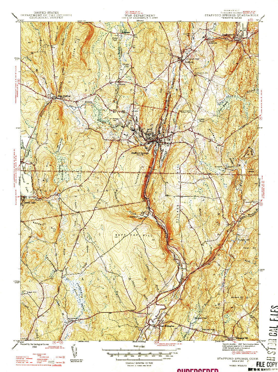 USGS 1:31680-SCALE QUADRANGLE FOR STAFFORD SPRINGS, CT 1946