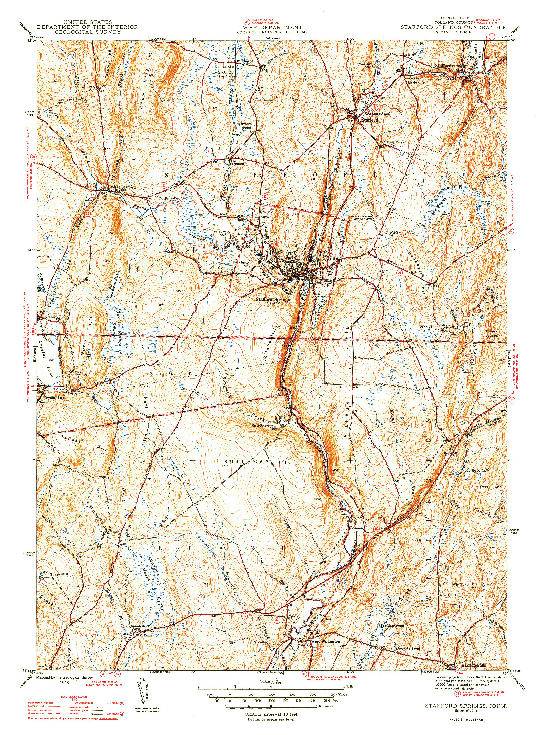 USGS 1:31680-SCALE QUADRANGLE FOR STAFFORD SPRINGS, CT 1946