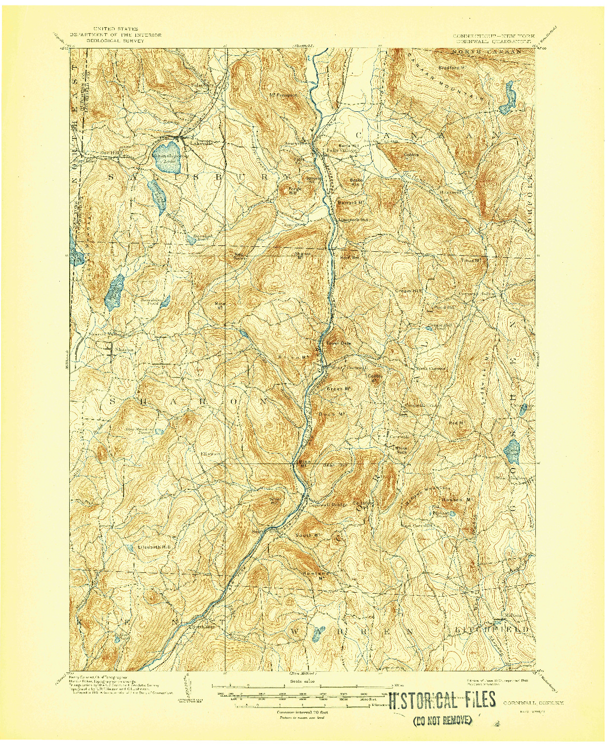 USGS 1:62500-SCALE QUADRANGLE FOR CORNWALL, CT 1903