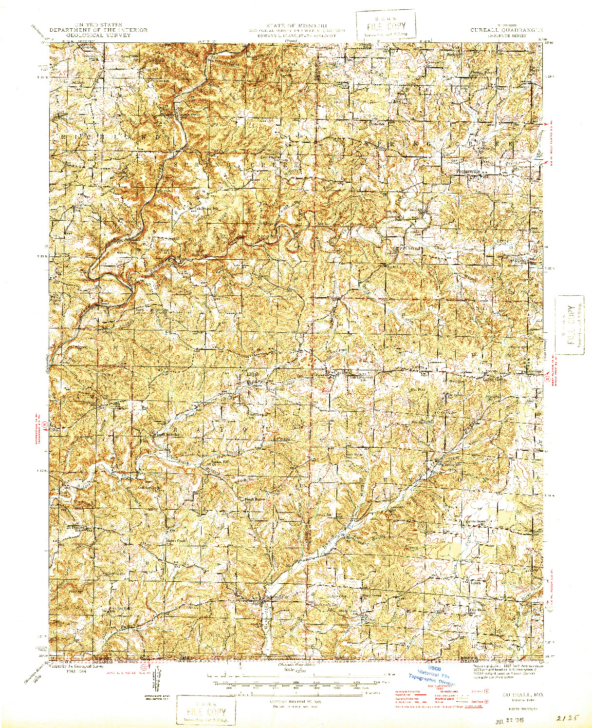 USGS 1:62500-SCALE QUADRANGLE FOR CUREALL, MO 1946