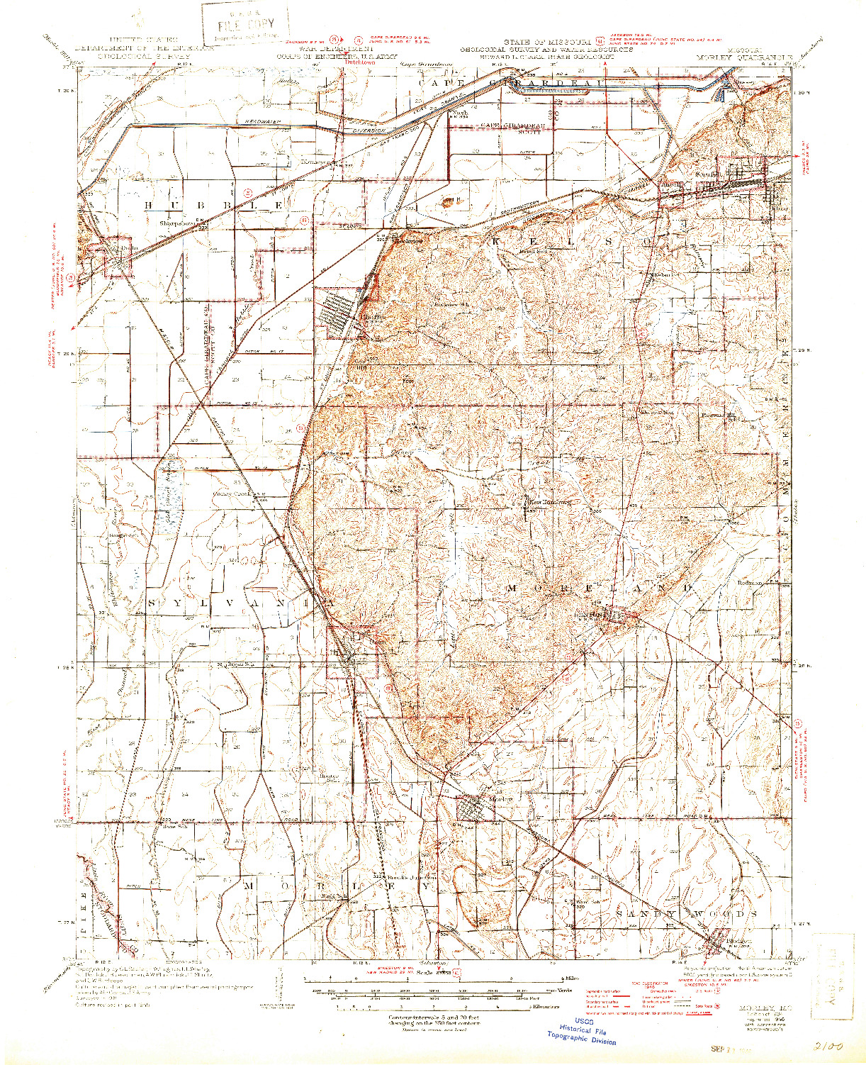 USGS 1:62500-SCALE QUADRANGLE FOR MORLEY, MO 1934