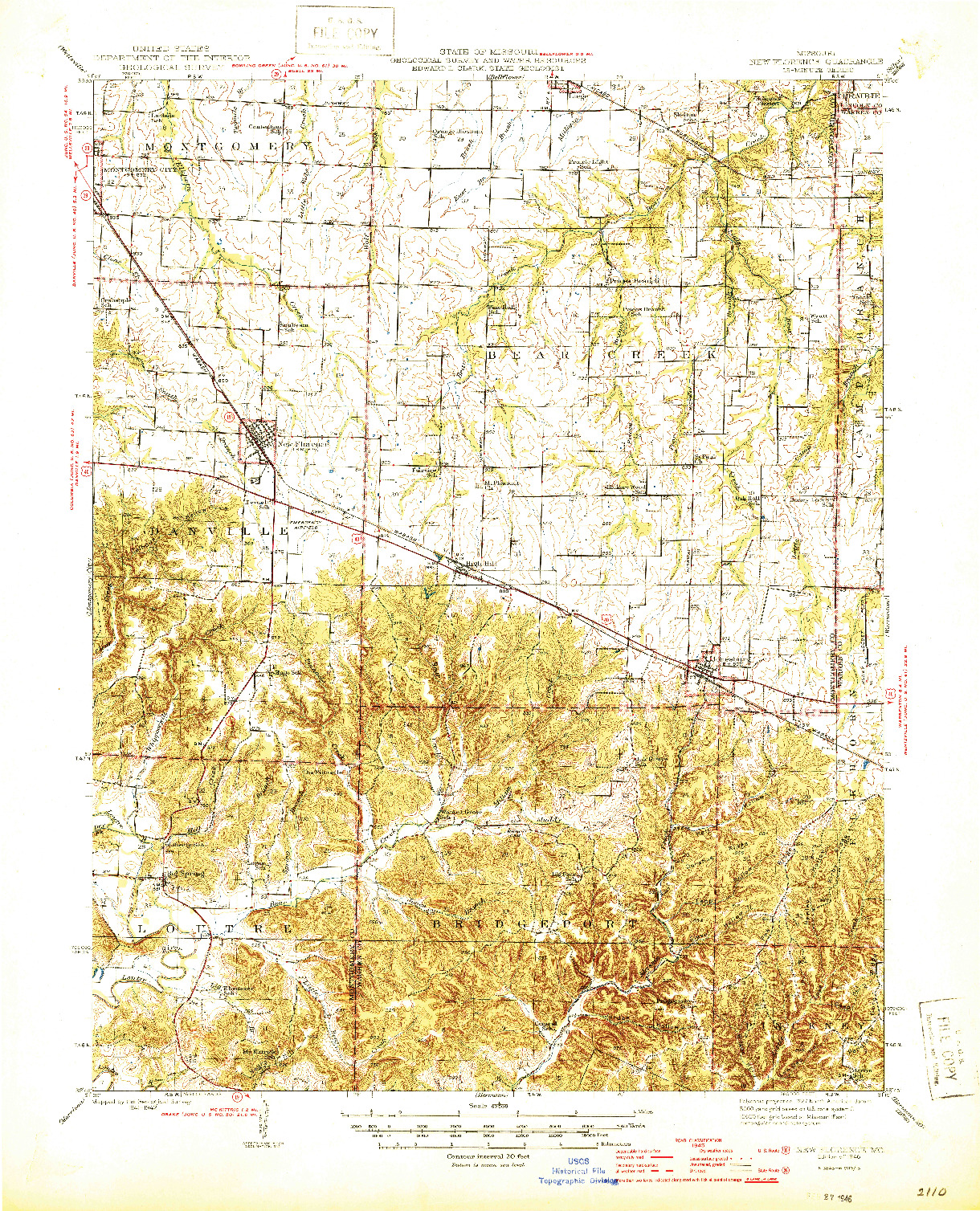 USGS 1:62500-SCALE QUADRANGLE FOR NEW FLORENCE, MO 1946