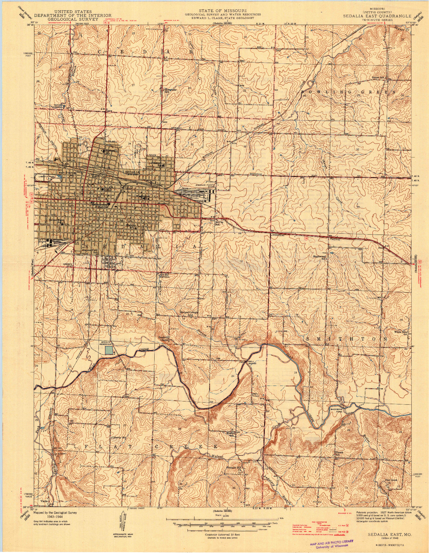 USGS 1:24000-SCALE QUADRANGLE FOR SEDALIA EAST, MO 1946