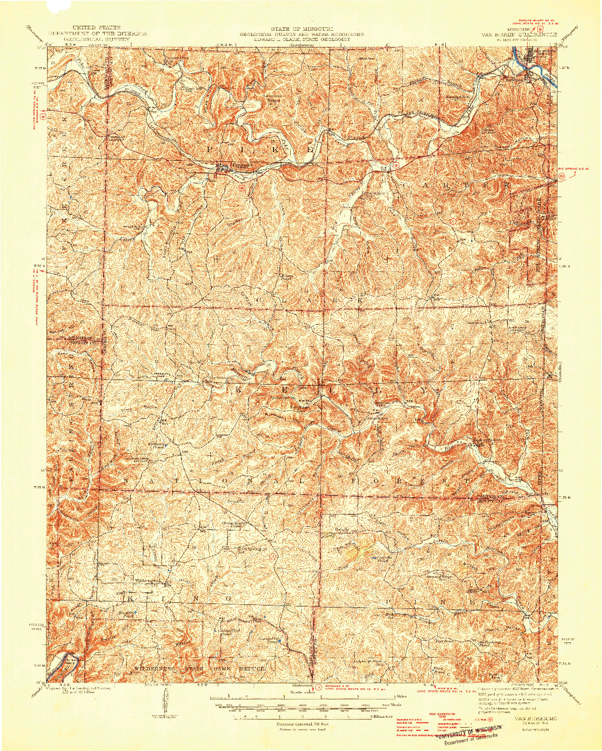 USGS 1:62500-SCALE QUADRANGLE FOR VAN BUREN, MO 1946