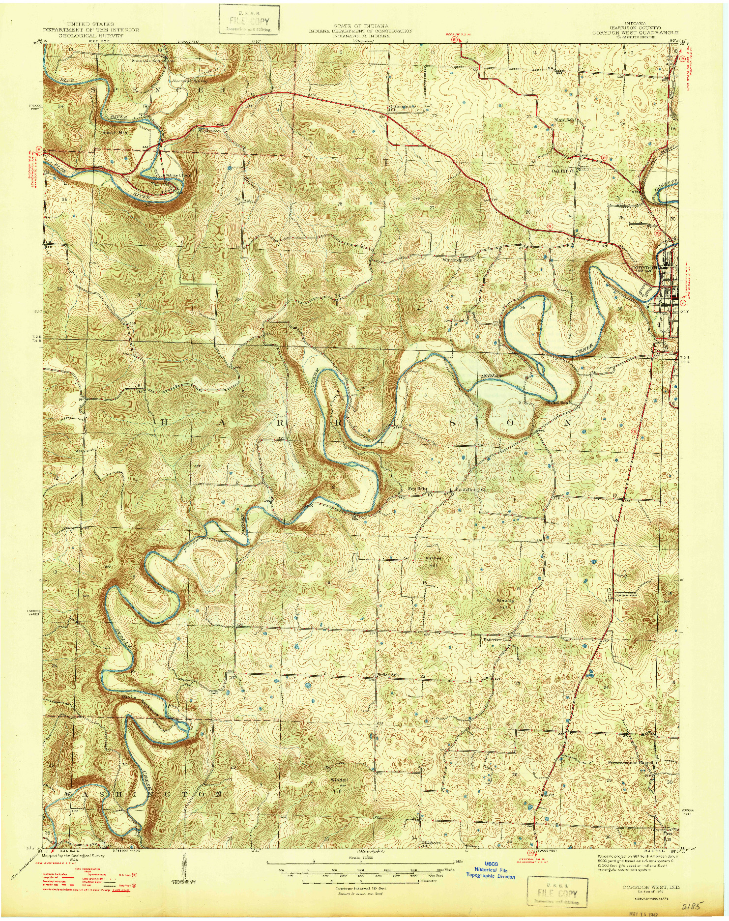 USGS 1:24000-SCALE QUADRANGLE FOR CORYDON WEST, IN 1947