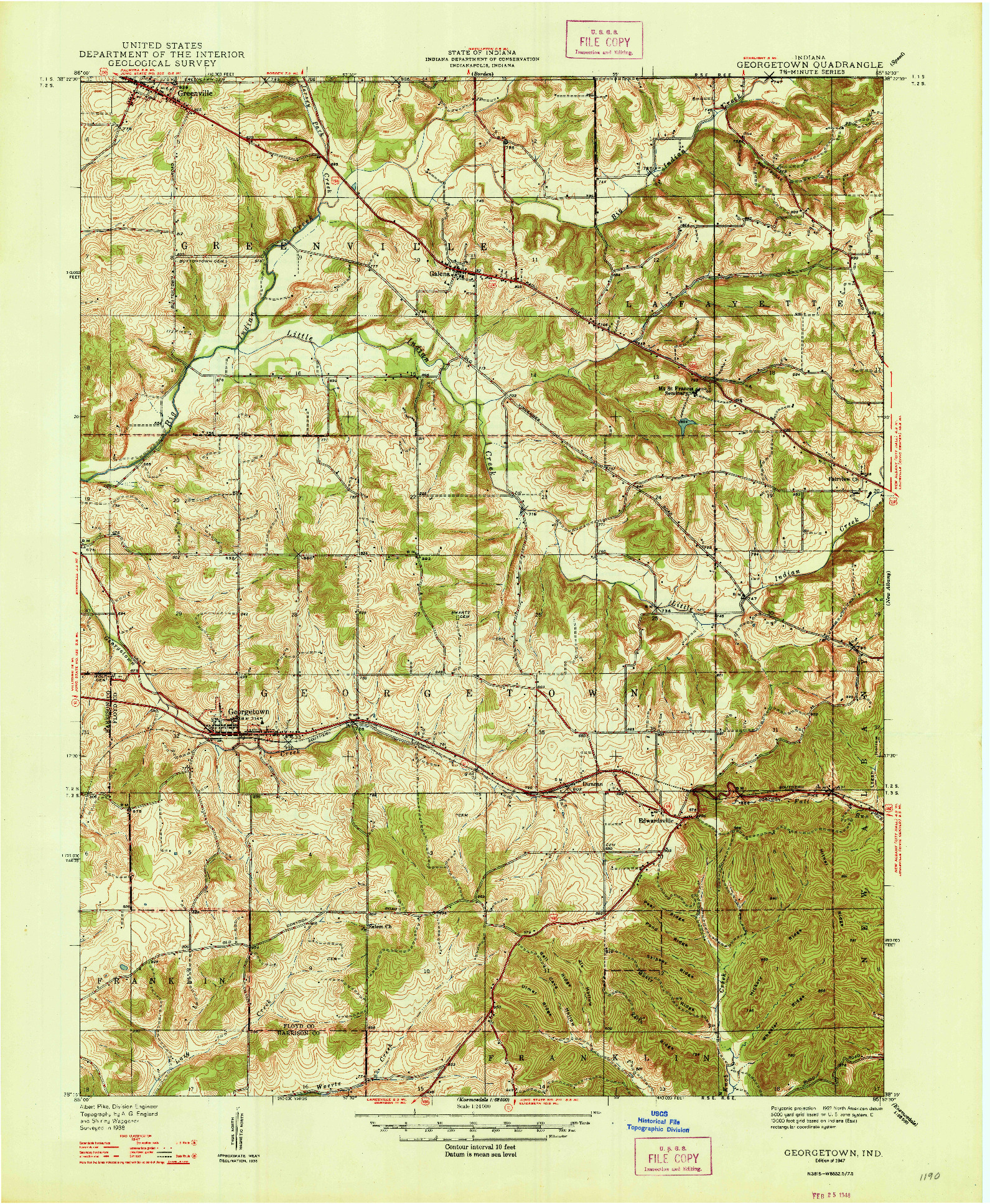 USGS 1:24000-SCALE QUADRANGLE FOR GEORGETOWN, IN 1947