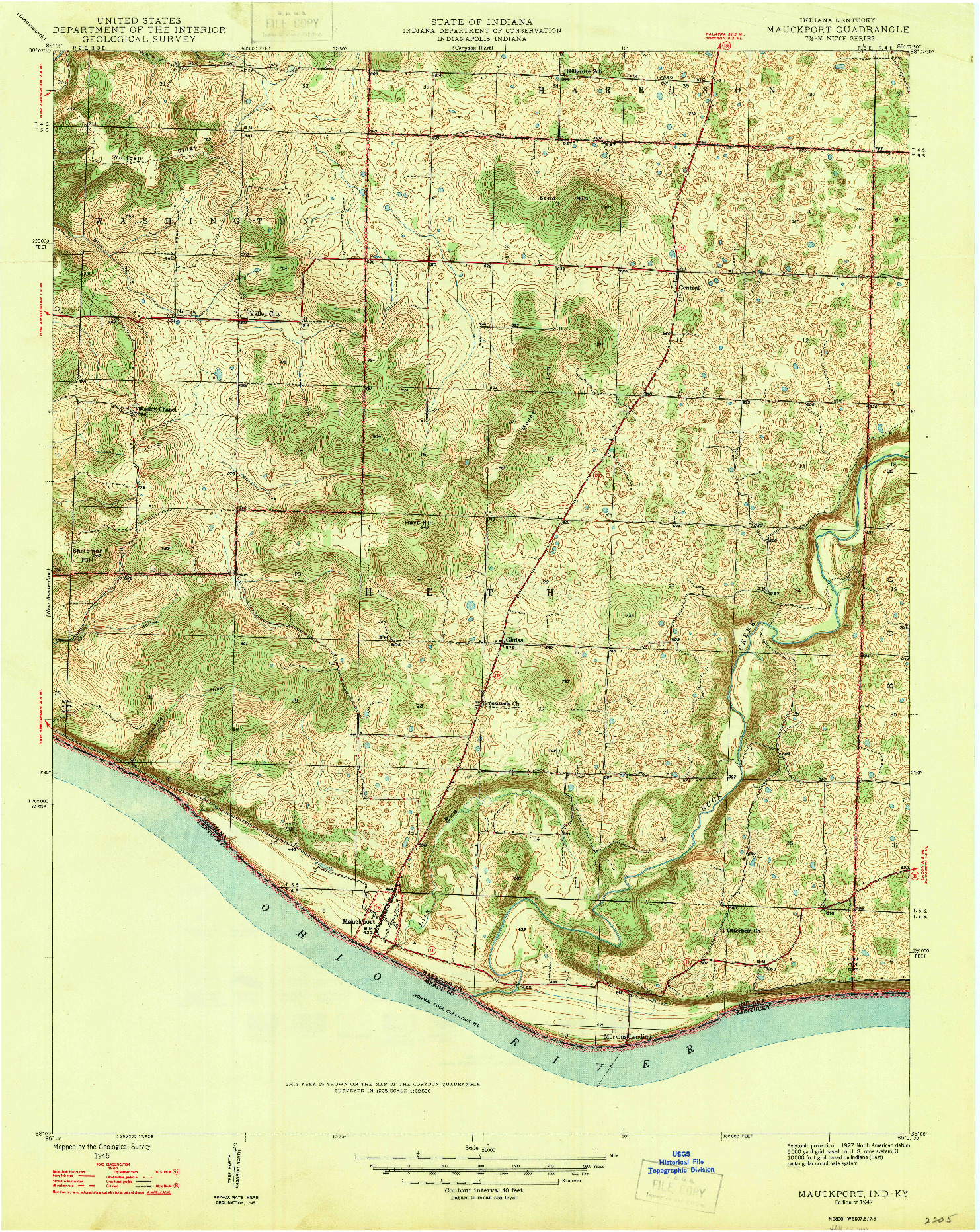 USGS 1:24000-SCALE QUADRANGLE FOR MAUCKPORT, IN 1947