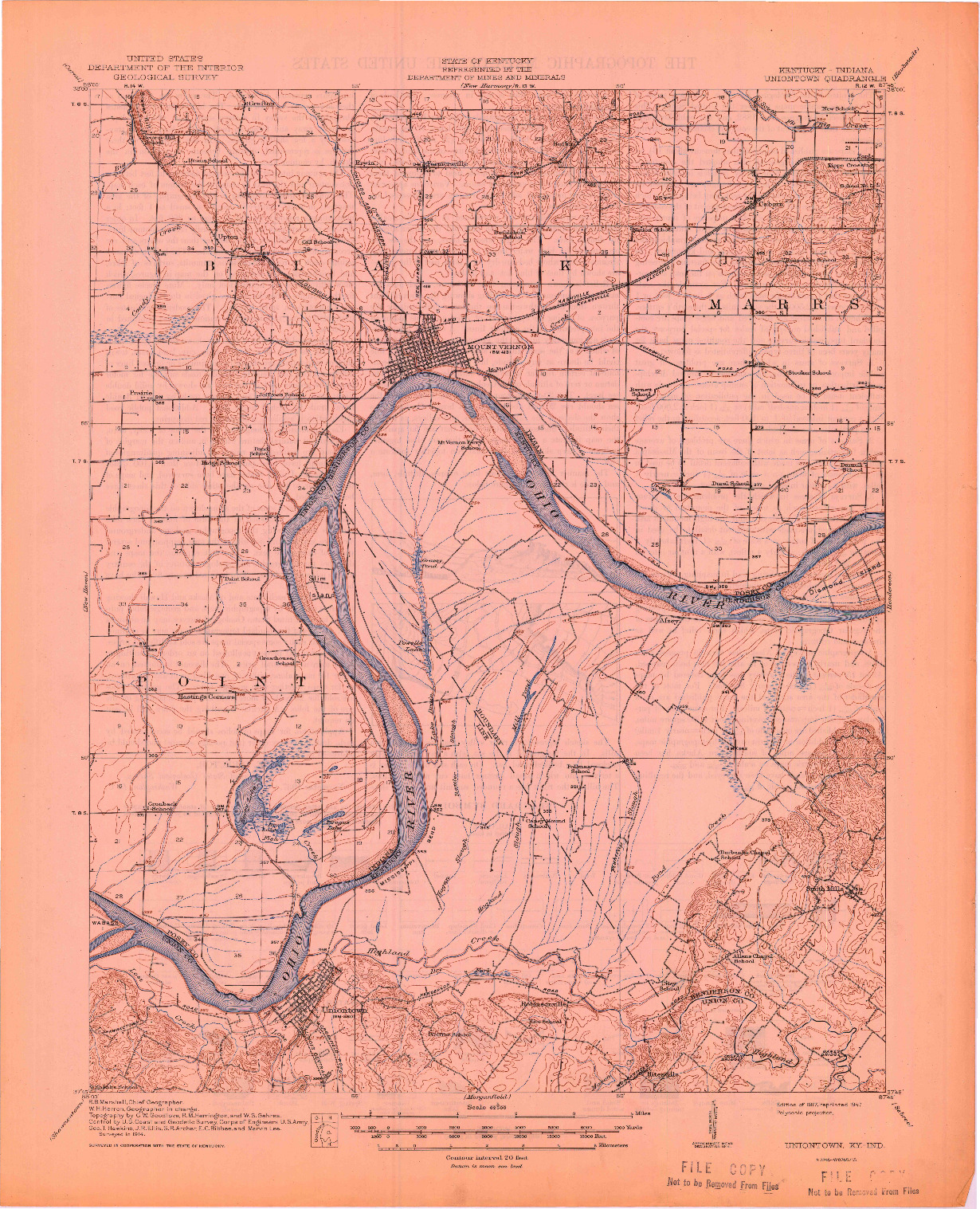 USGS 1:62500-SCALE QUADRANGLE FOR UNIONTOWN, KY 1917