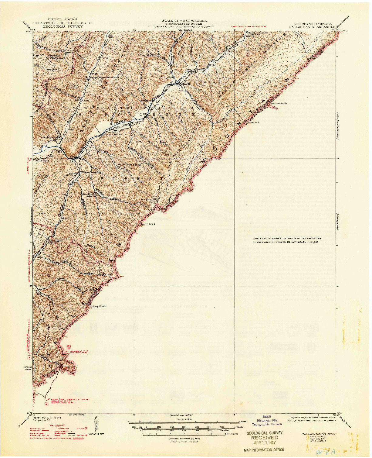 USGS 1:62500-SCALE QUADRANGLE FOR CALLAGHAN, VA 1923