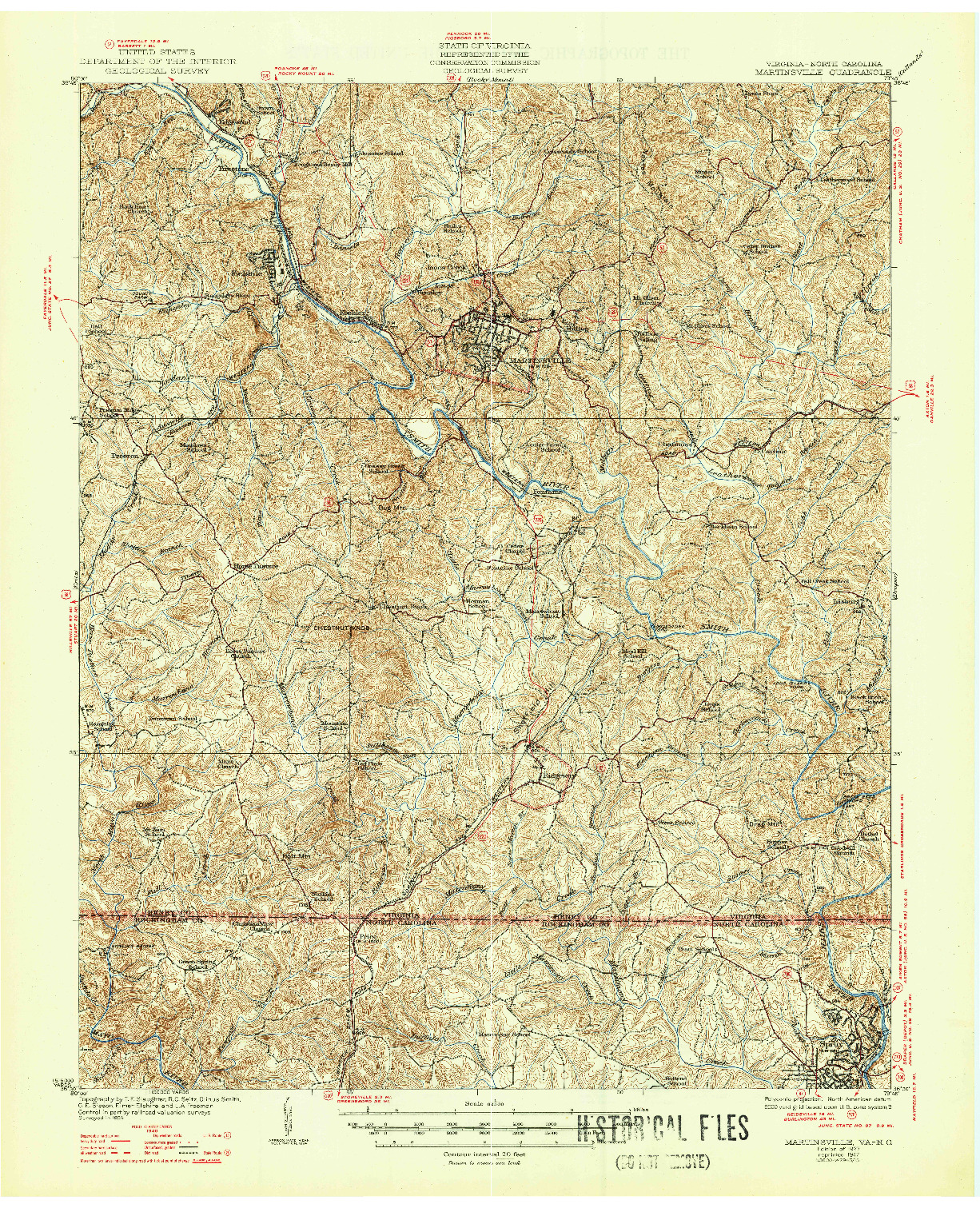 USGS 1:62500-SCALE QUADRANGLE FOR MARTINSVILLE, VA 1927