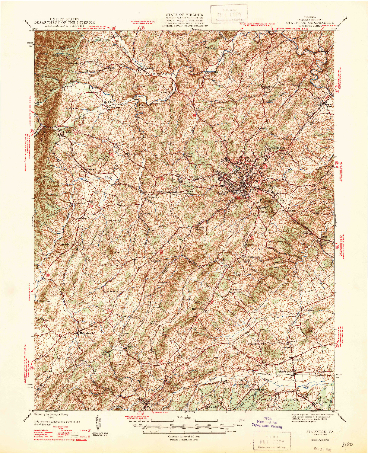 USGS 1:62500-SCALE QUADRANGLE FOR STAUNTON, VA 1947