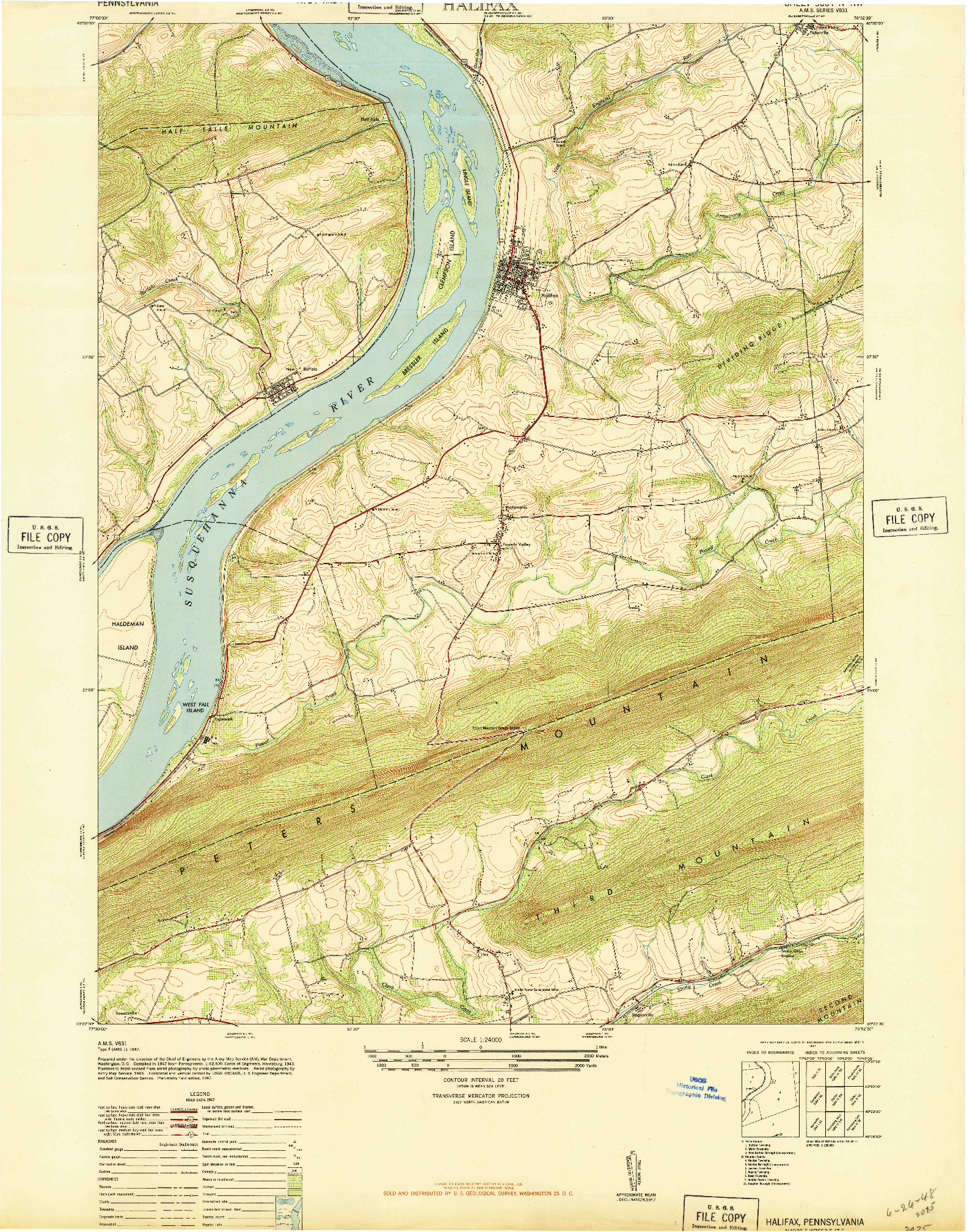 USGS 1:24000-SCALE QUADRANGLE FOR HALIFAX, PA 1947