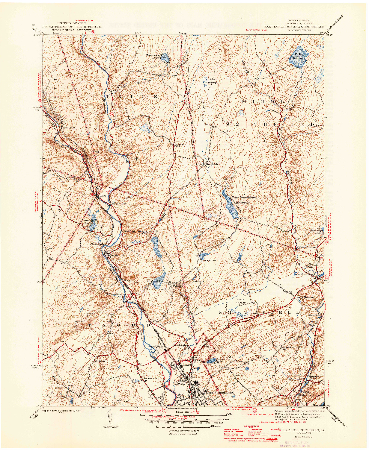 USGS 1:31680-SCALE QUADRANGLE FOR EAST STROUDSBURG, PA 1947