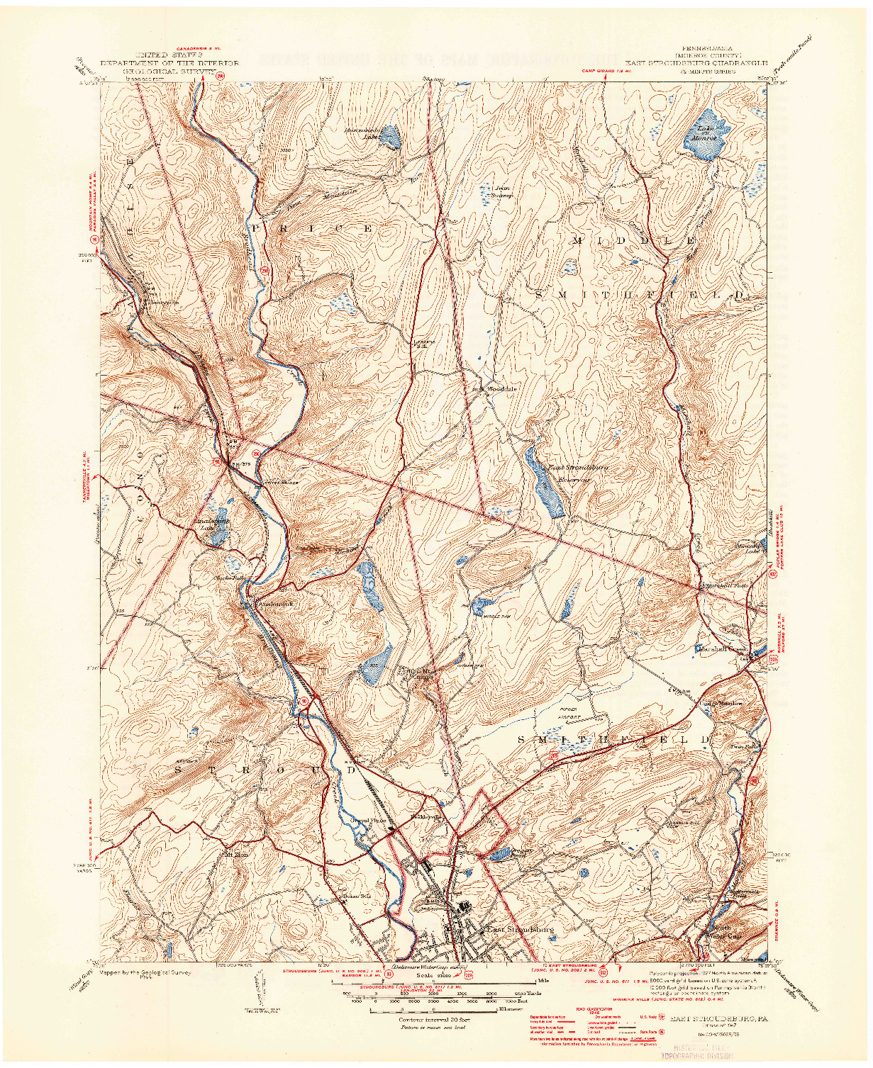 USGS 1:31680-SCALE QUADRANGLE FOR EAST STROUDSBURG, PA 1947