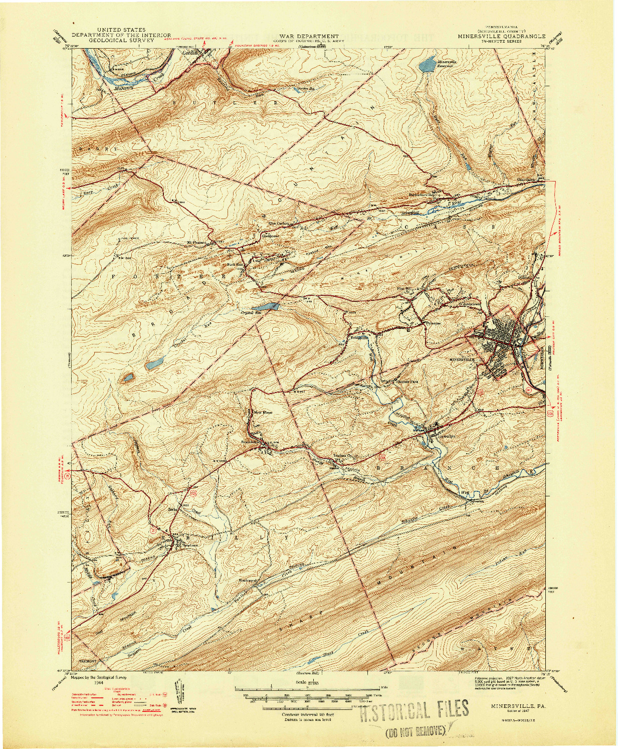 USGS 1:31680-SCALE QUADRANGLE FOR MINERSVILLE, PA 1947