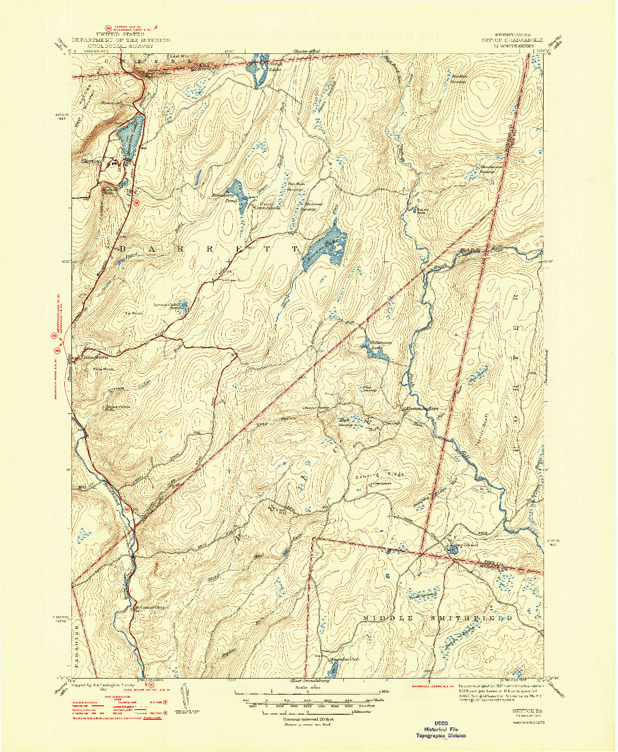 USGS 1:31680-SCALE QUADRANGLE FOR SKYTOP, PA 1947