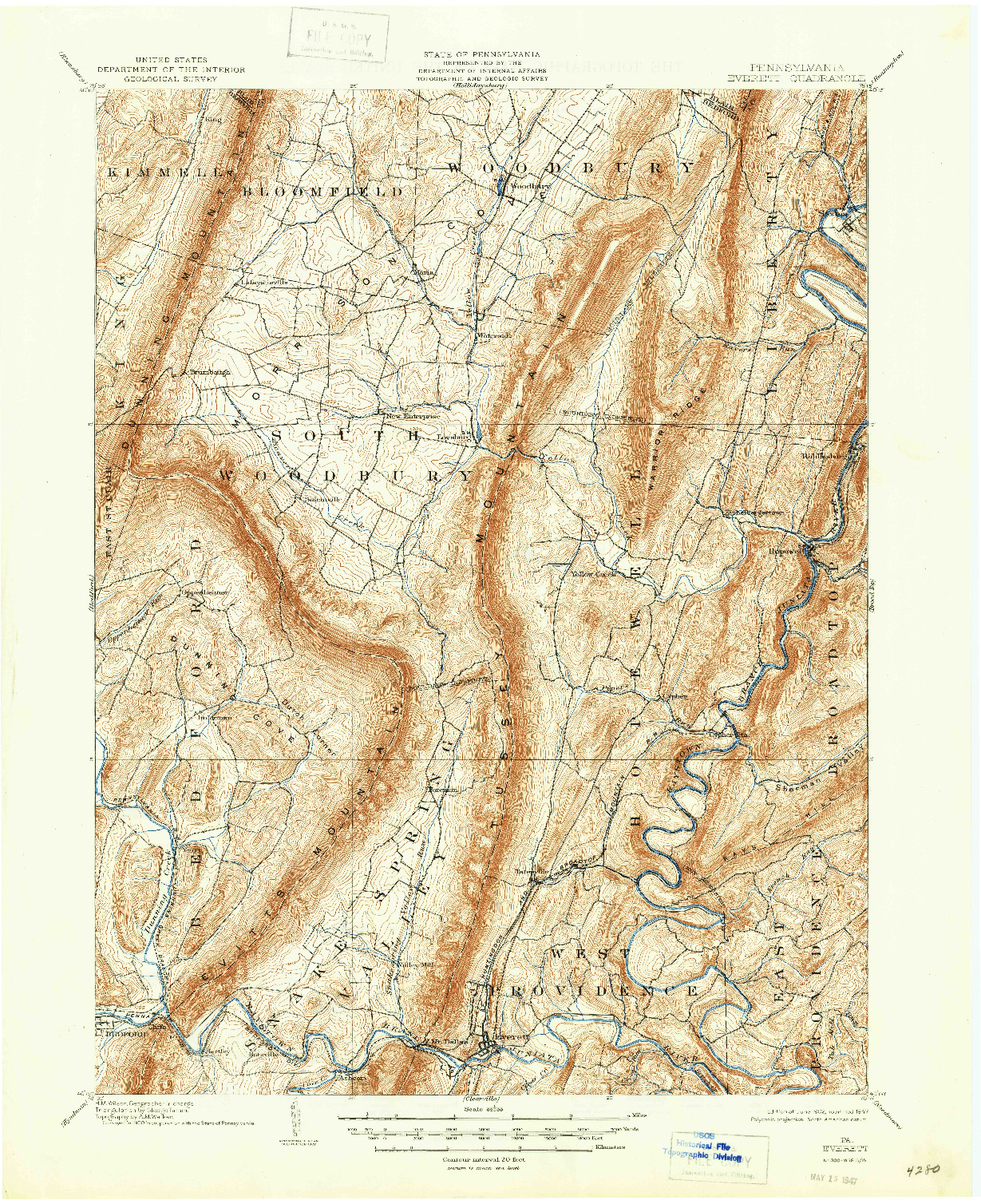 USGS 1:62500-SCALE QUADRANGLE FOR EVERETT, PA 1902
