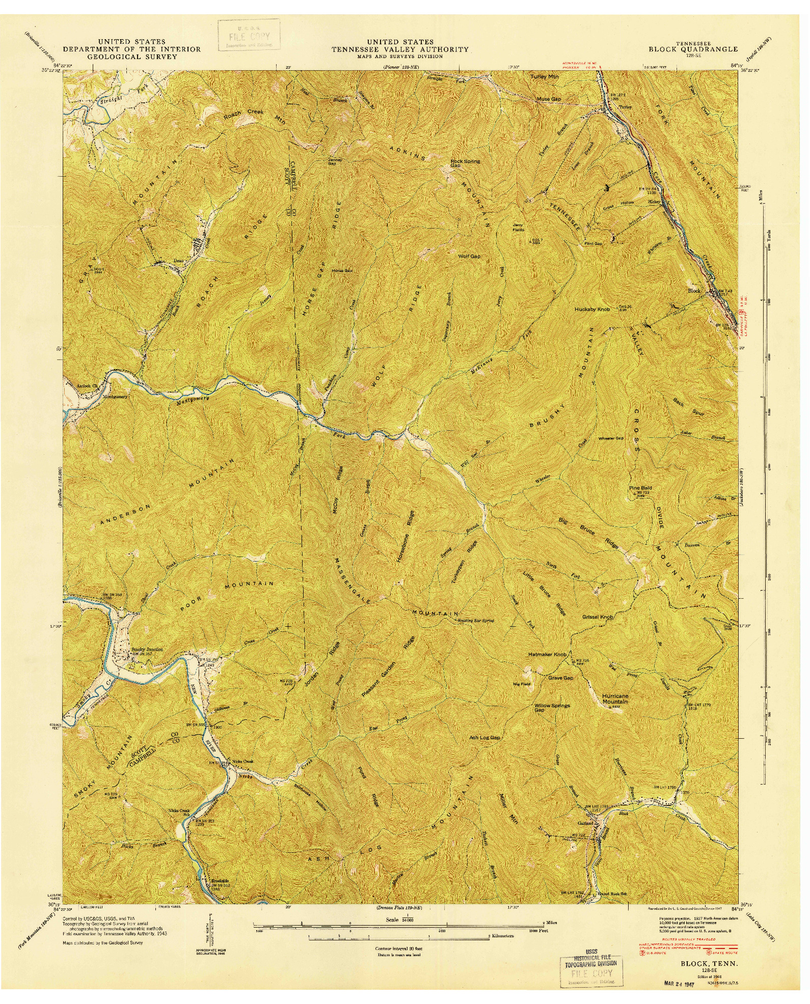 USGS 1:24000-SCALE QUADRANGLE FOR BLOCK, TN 1946