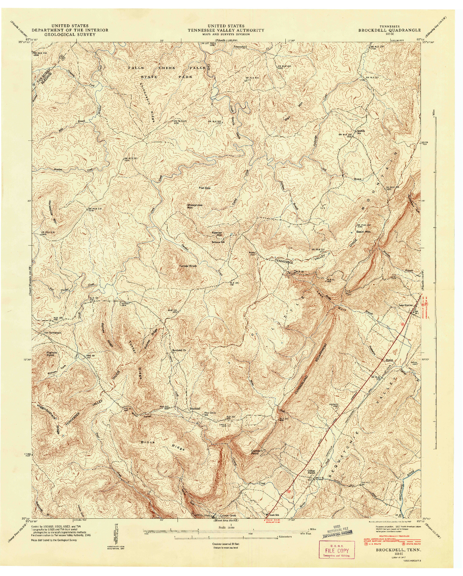 USGS 1:24000-SCALE QUADRANGLE FOR BROCKDELL, TN 1947