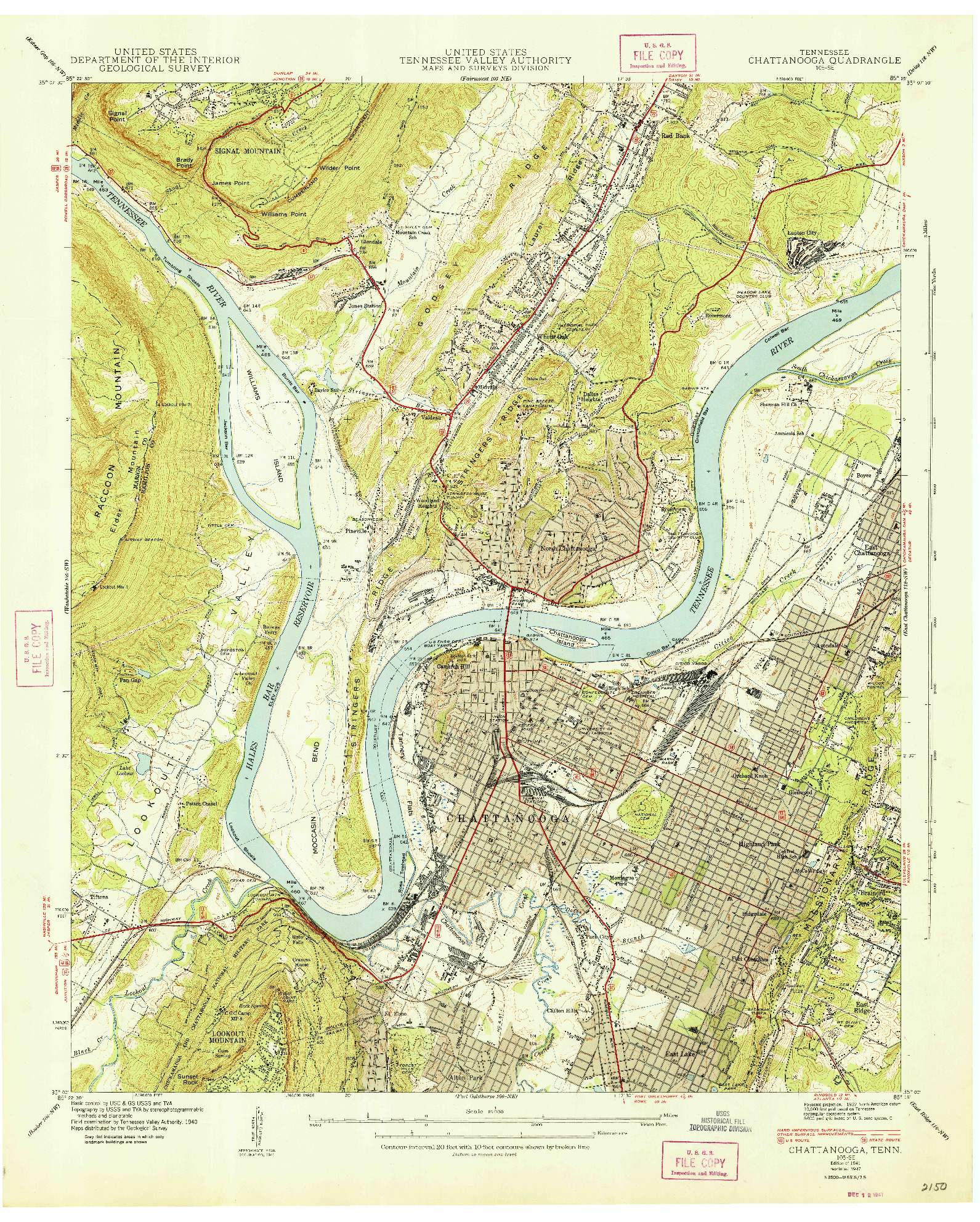 USGS 1:24000-SCALE QUADRANGLE FOR CHATTANOOGA, TN 1941