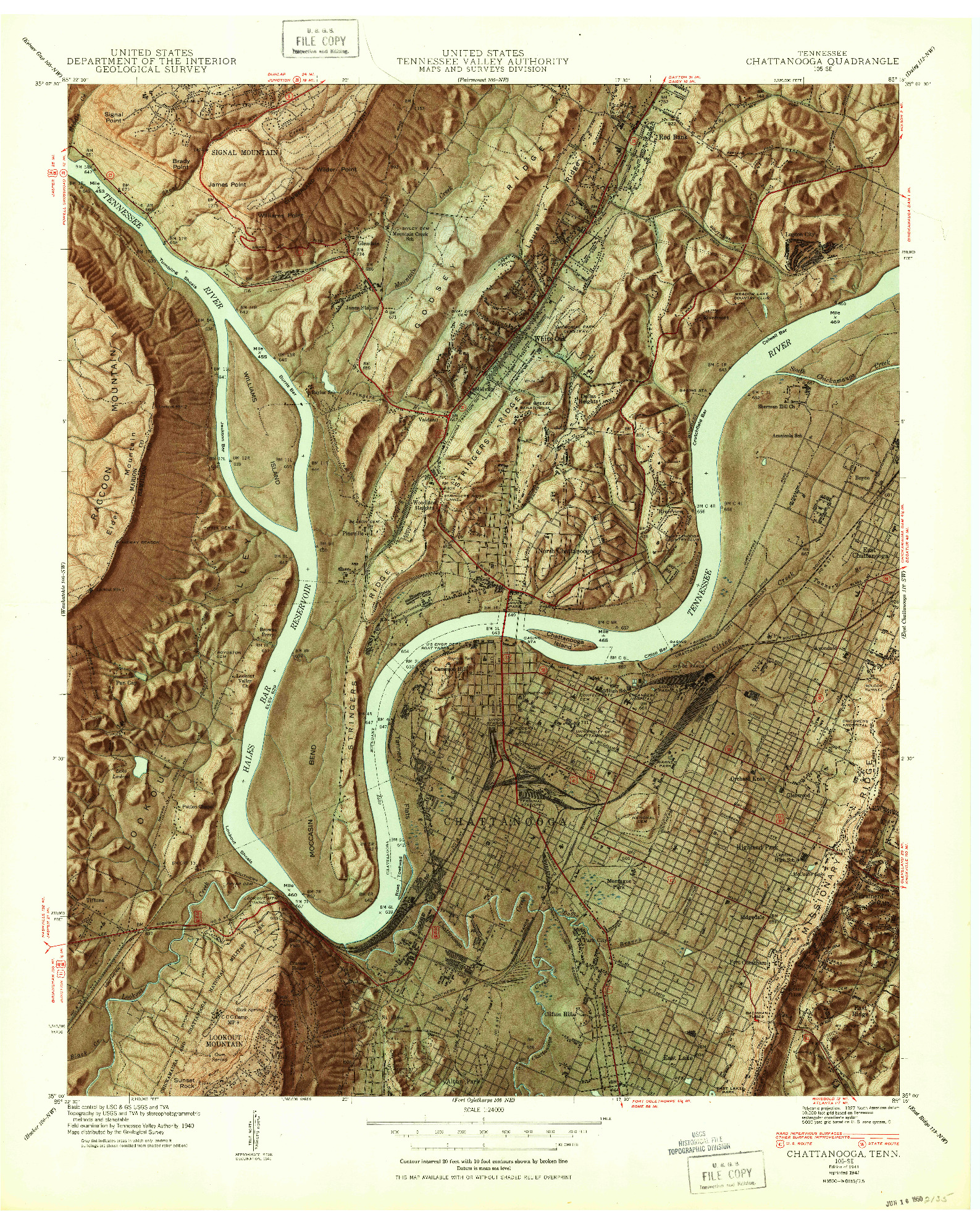 USGS 1:24000-SCALE QUADRANGLE FOR CHATTANOOGA, TN 1941