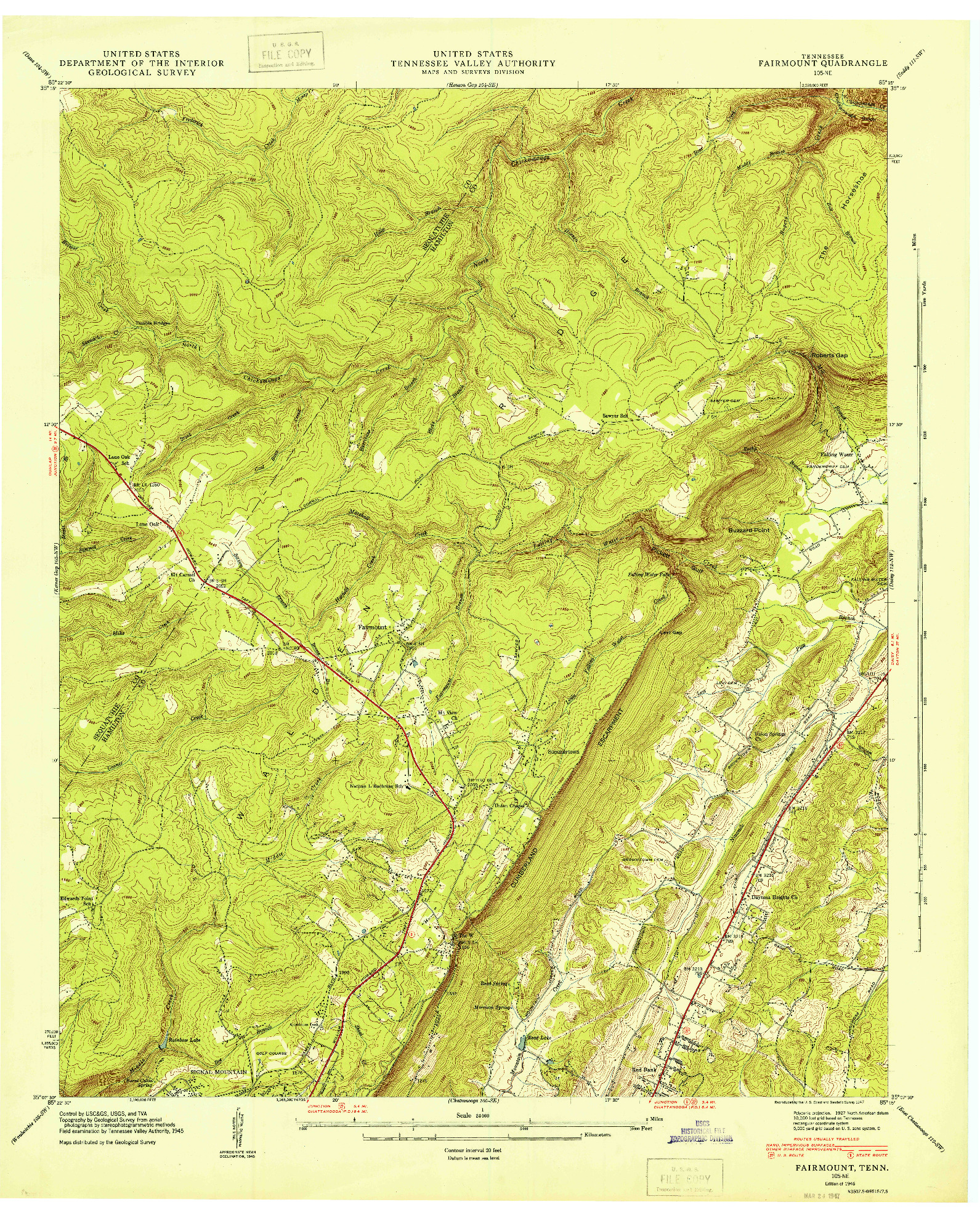 USGS 1:24000-SCALE QUADRANGLE FOR FAIRMOUNT, TN 1946