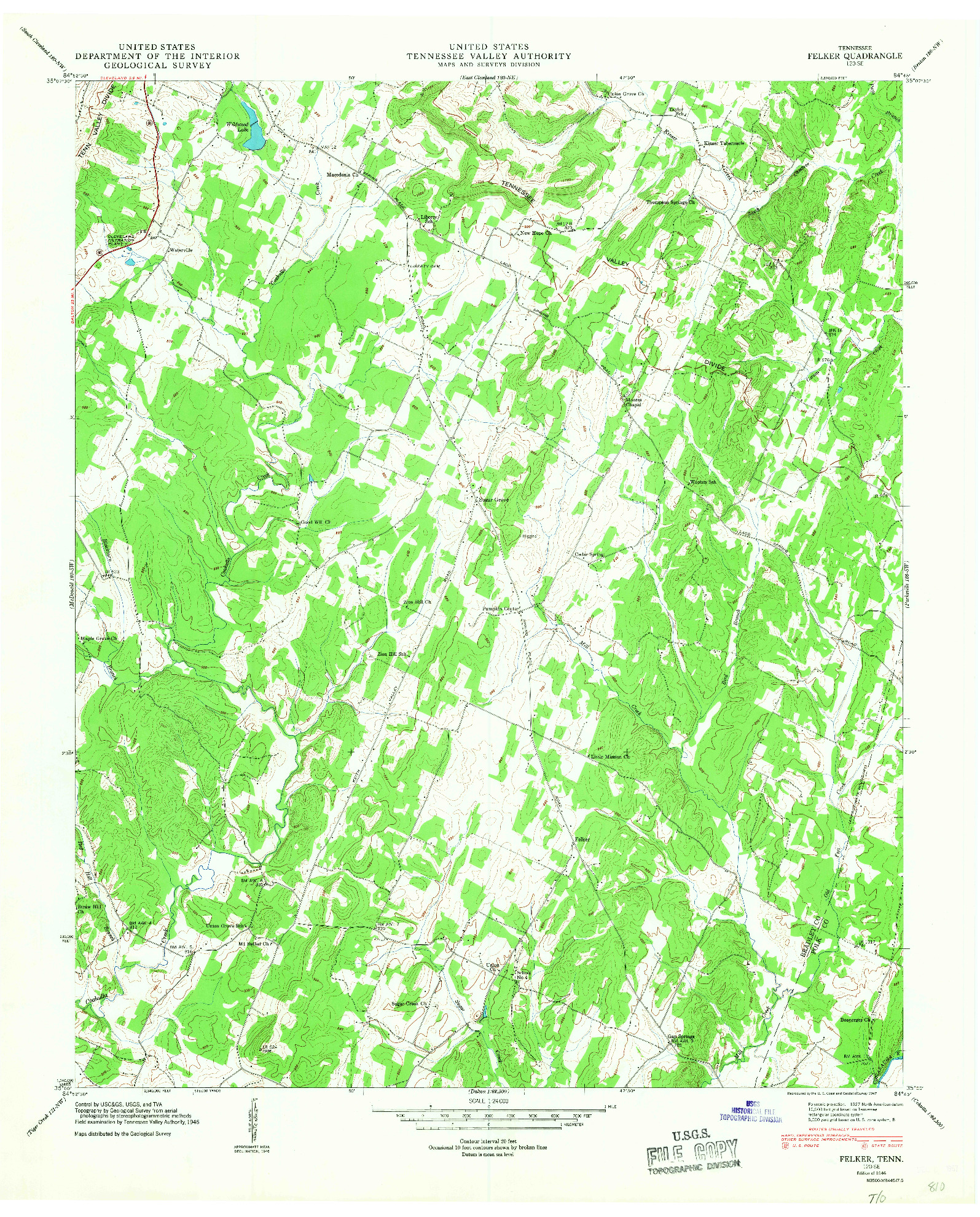 USGS 1:24000-SCALE QUADRANGLE FOR FELKER, TN 1946