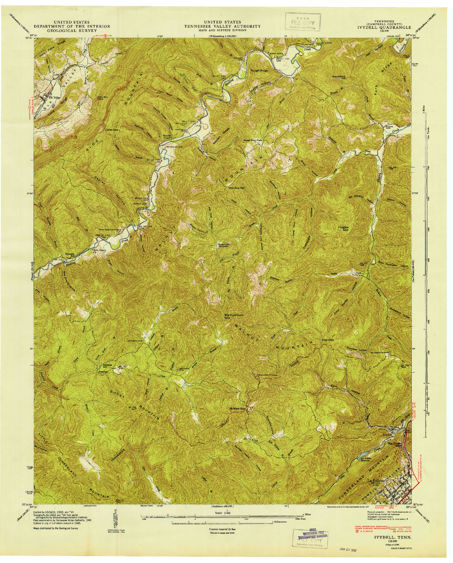 USGS 1:24000-SCALE QUADRANGLE FOR IVYDELL, TN 1946