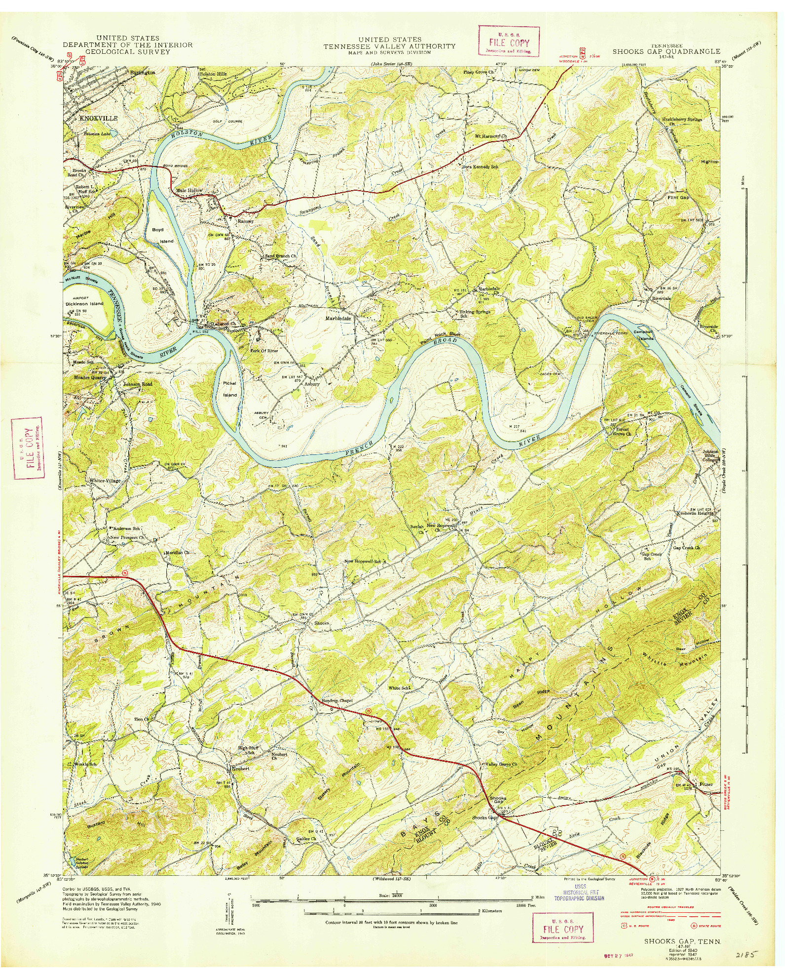 USGS 1:24000-SCALE QUADRANGLE FOR SHOOKS GAP, TN 1940