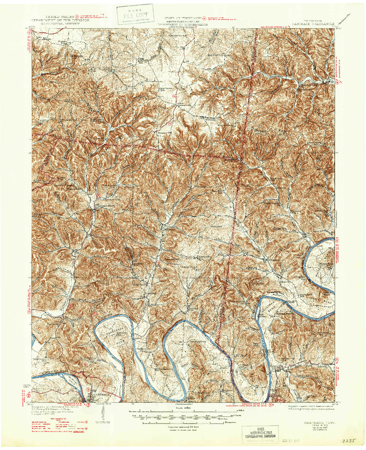 USGS 1:62500-SCALE QUADRANGLE FOR CARTHAGE, TN 1932