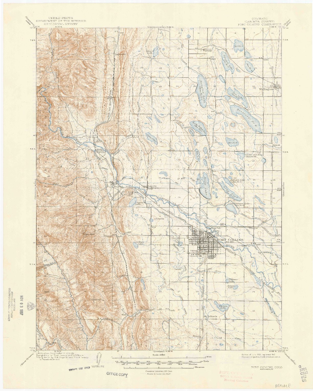 USGS 1:62500-SCALE QUADRANGLE FOR FORT COLLINS, CO 1908