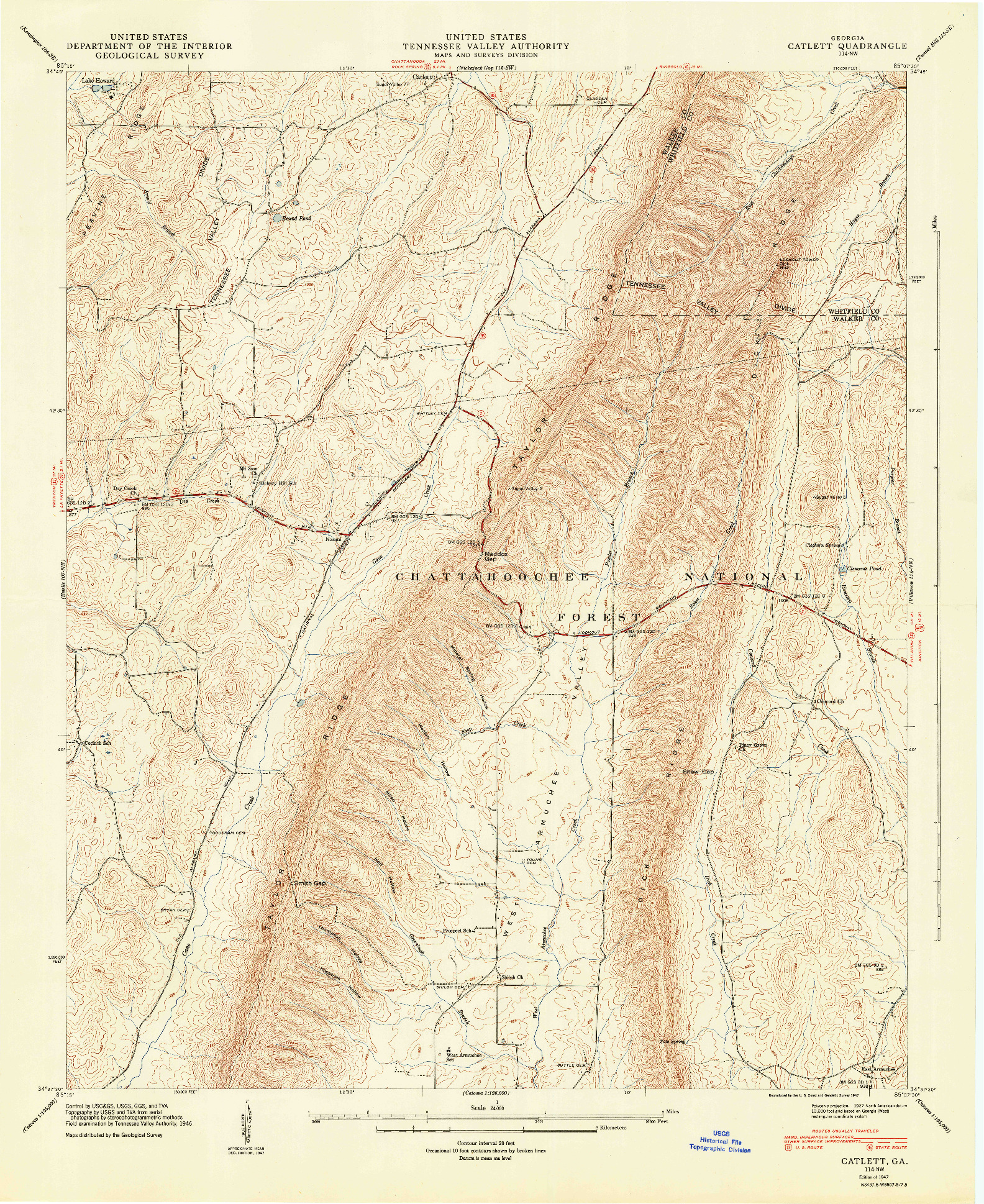 USGS 1:24000-SCALE QUADRANGLE FOR CATLETT, GA 1947