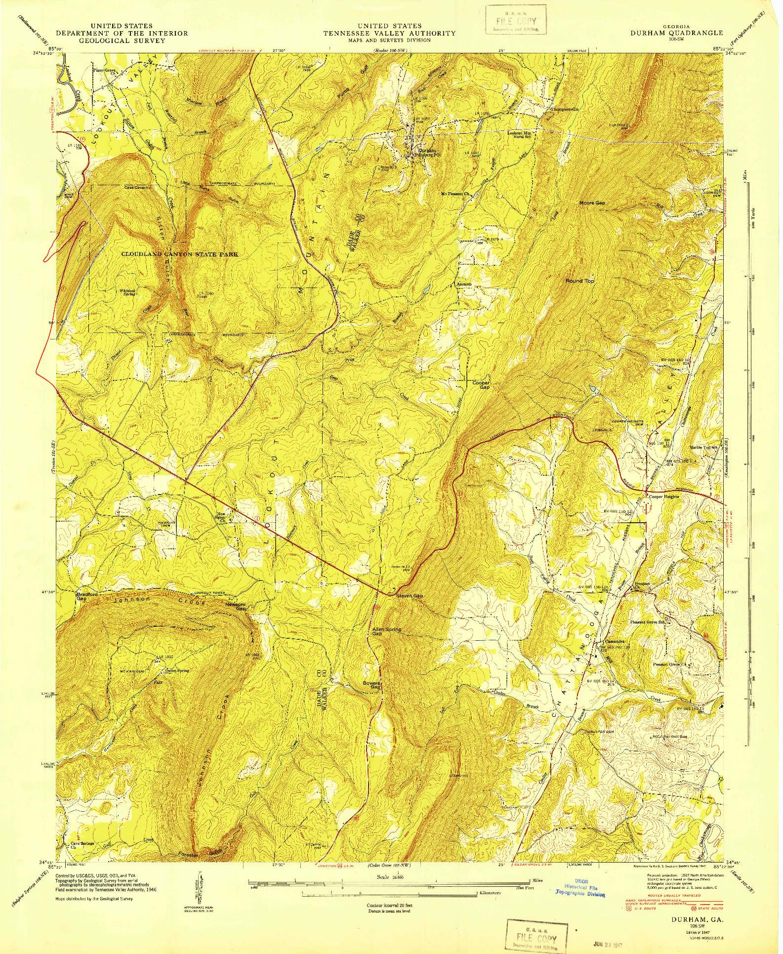 USGS 1:24000-SCALE QUADRANGLE FOR DURHAM, GA 1947