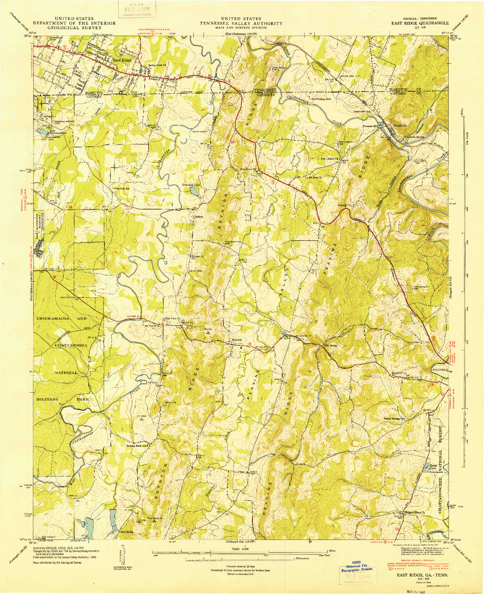 USGS 1:24000-SCALE QUADRANGLE FOR EAST RIDGE, GA 1946