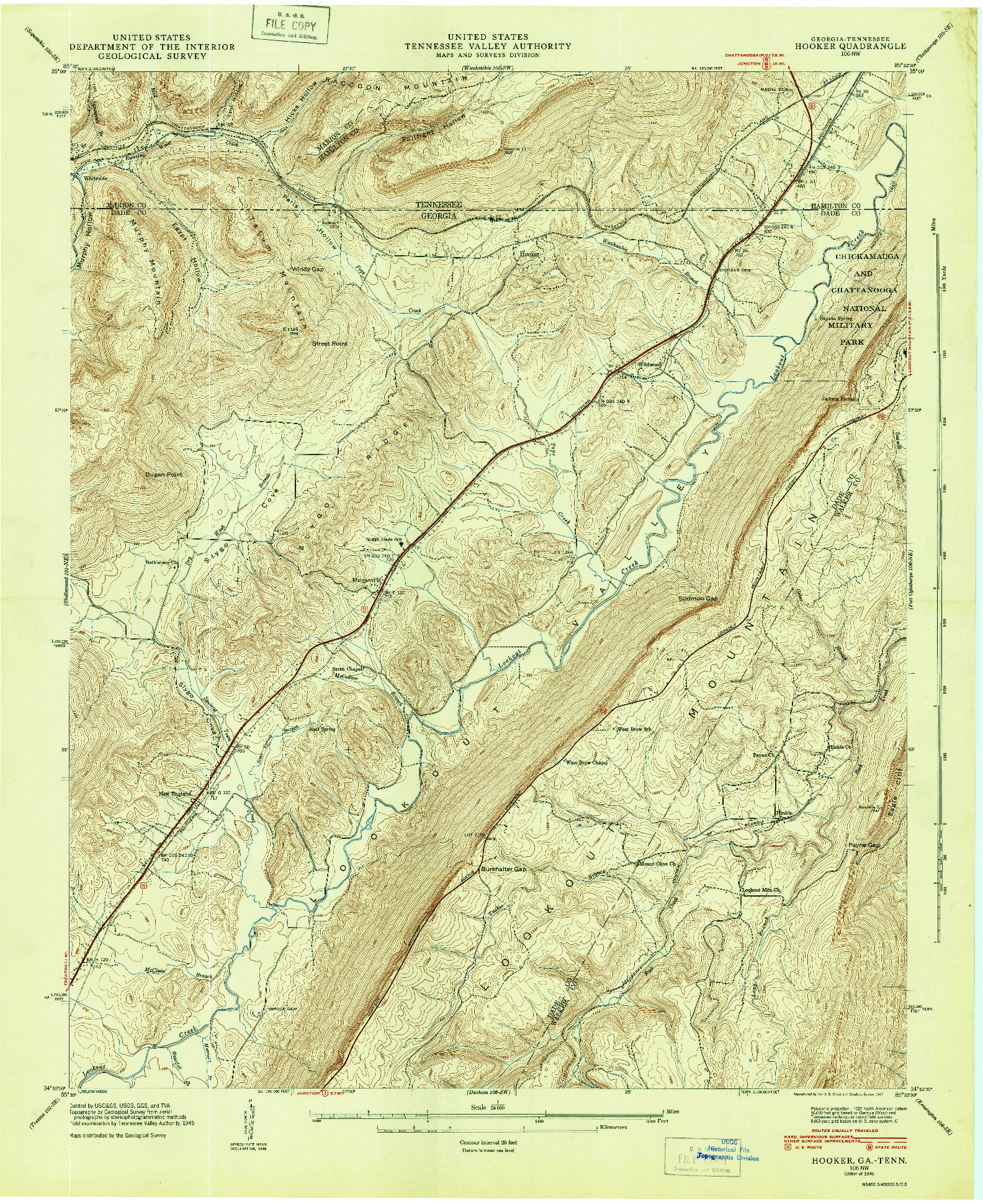 USGS 1:24000-SCALE QUADRANGLE FOR HOOKER, GA 1946