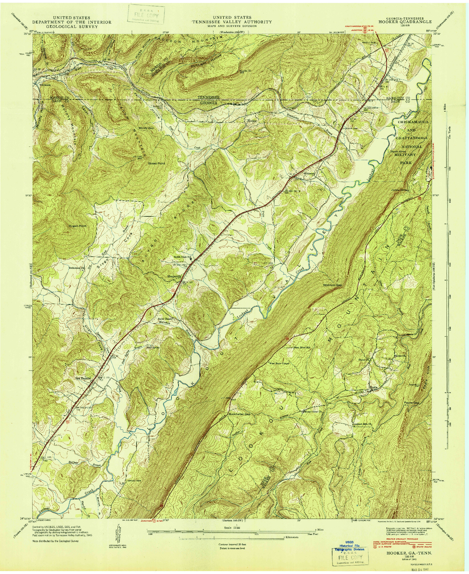 USGS 1:24000-SCALE QUADRANGLE FOR HOOKER, GA 1946