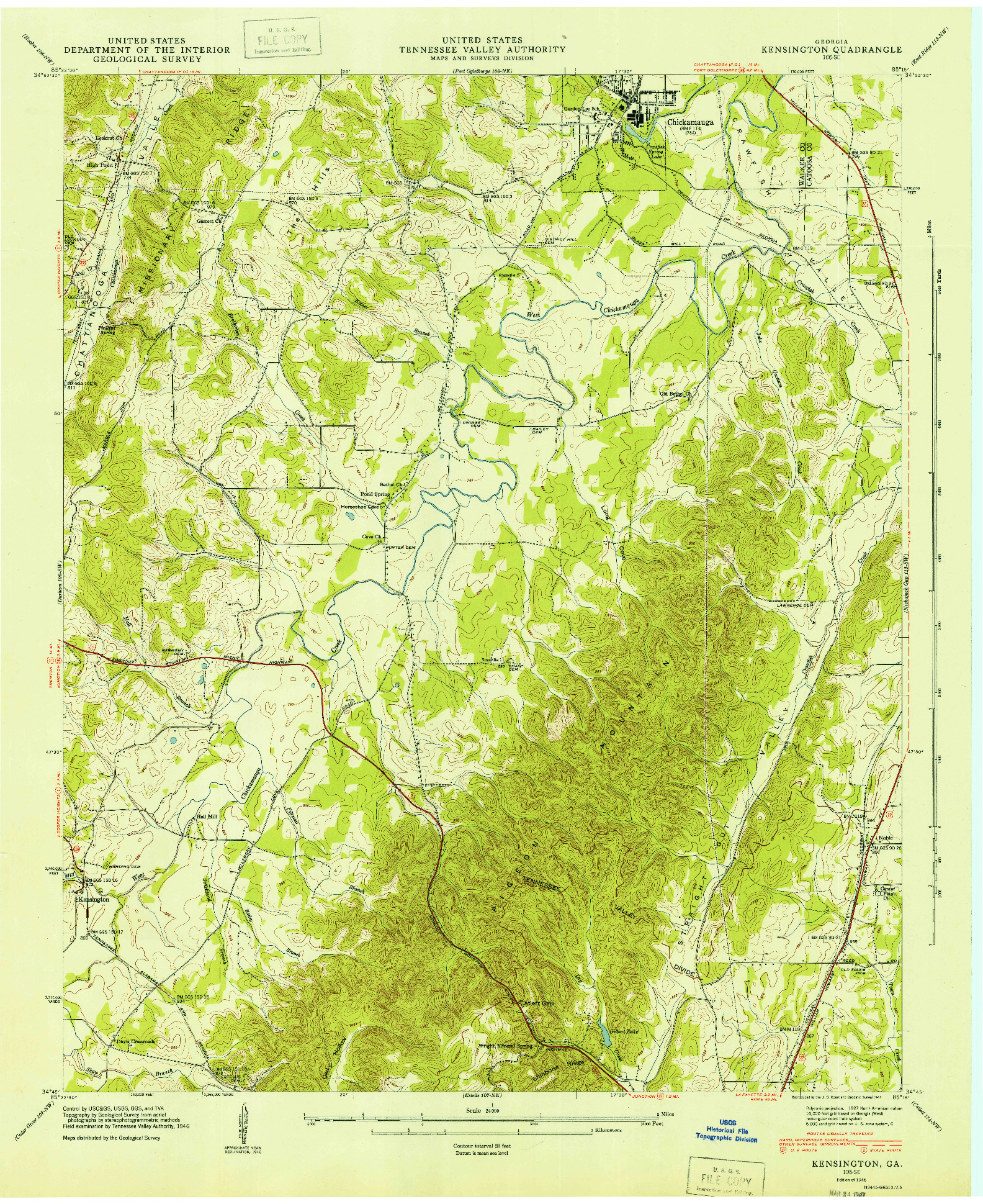 USGS 1:24000-SCALE QUADRANGLE FOR KENSINGTON, GA 1946
