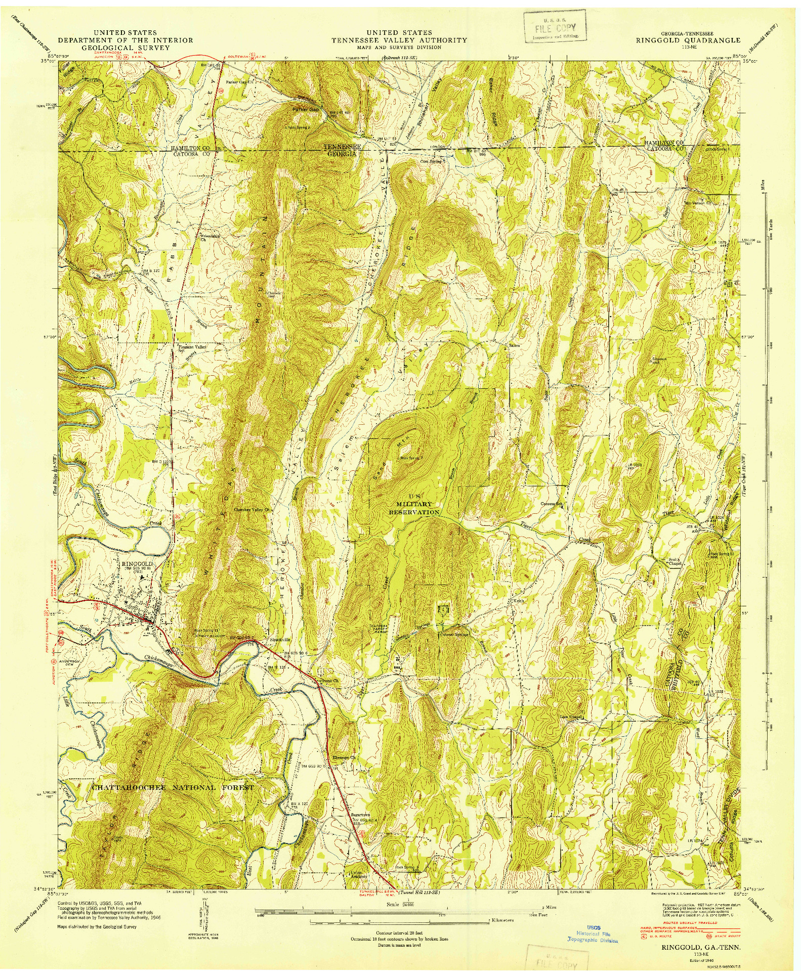 USGS 1:24000-SCALE QUADRANGLE FOR RINGGOLD, GA 1946