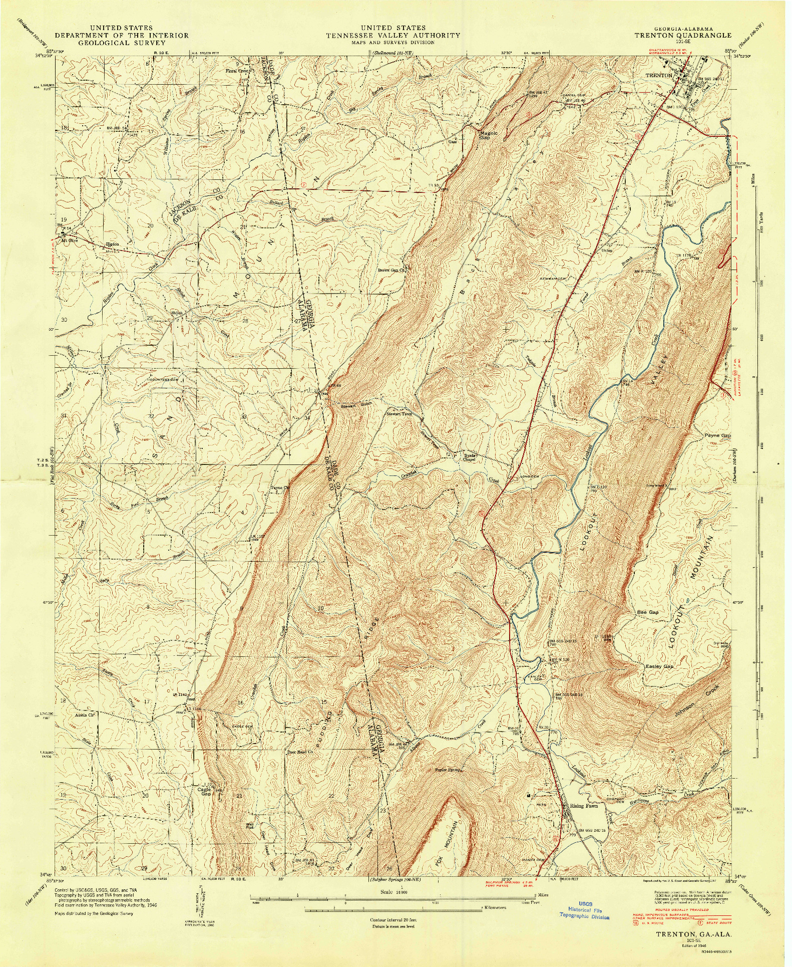 USGS 1:24000-SCALE QUADRANGLE FOR TRENTON, GA 1946