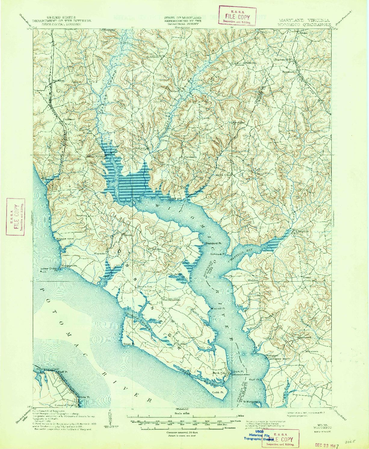 USGS 1:62500-SCALE QUADRANGLE FOR WICOMICO, MD 1914