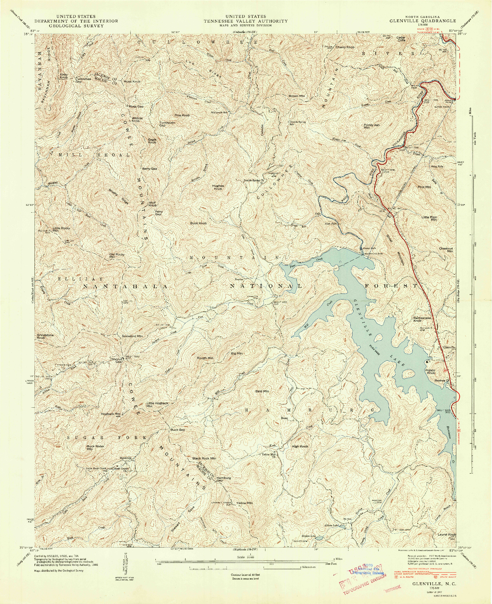 USGS 1:24000-SCALE QUADRANGLE FOR GLENVILLE, NC 1947