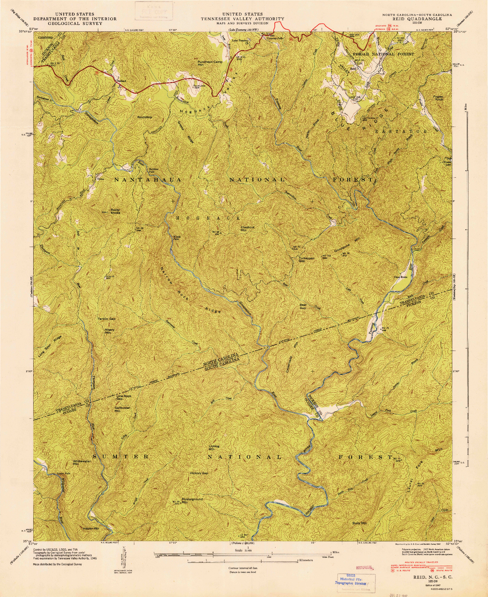 USGS 1:24000-SCALE QUADRANGLE FOR REID, NC 1947