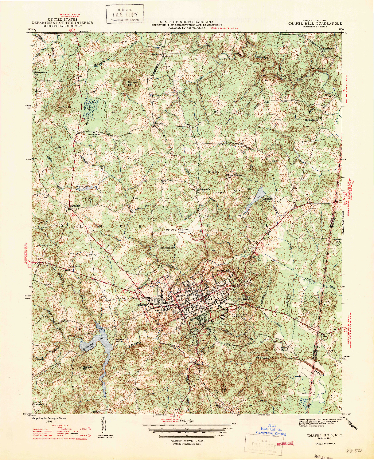 USGS 1:31680-SCALE QUADRANGLE FOR CHAPEL HILL, NC 1947