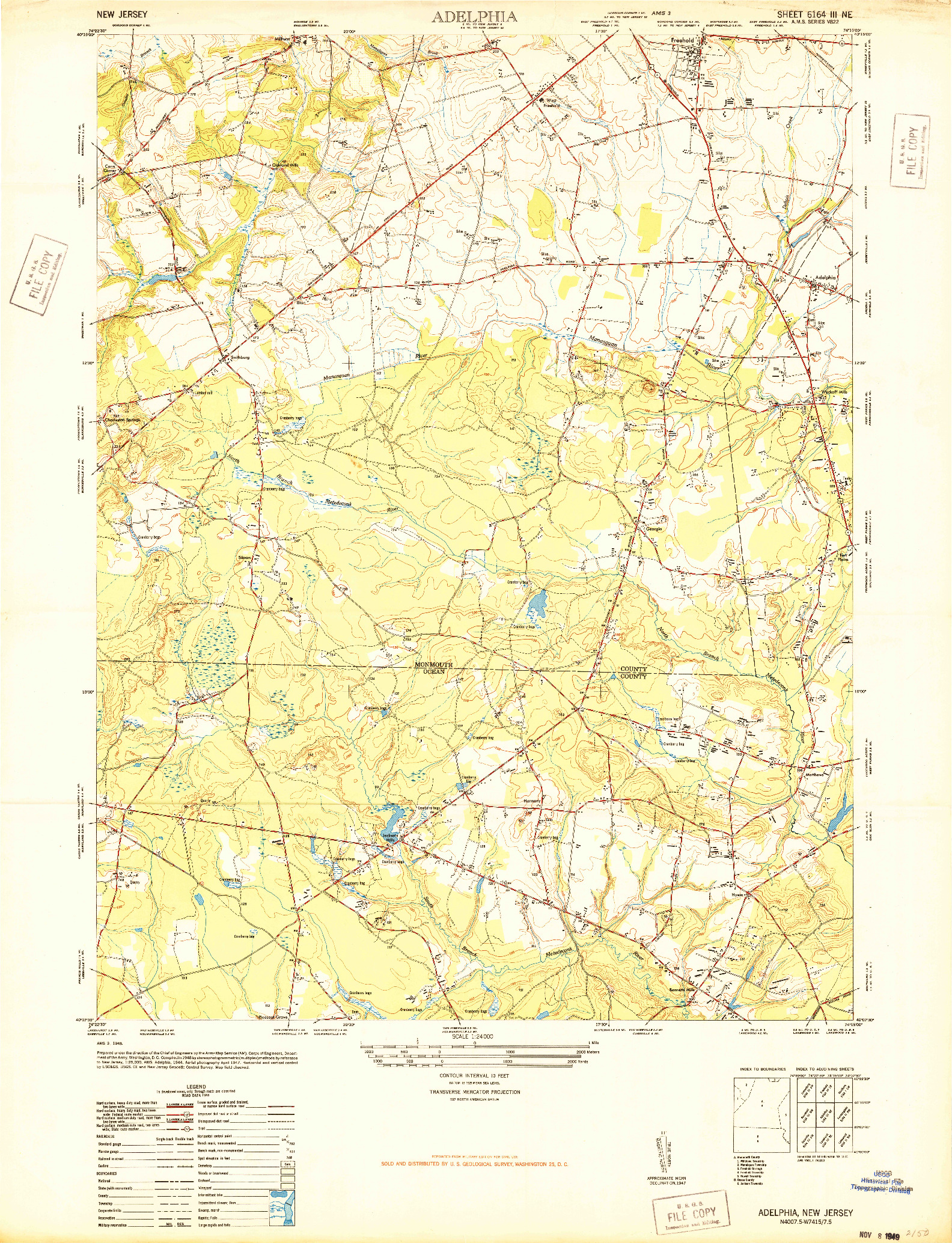 USGS 1:24000-SCALE QUADRANGLE FOR ADELPHIA, NJ 1947