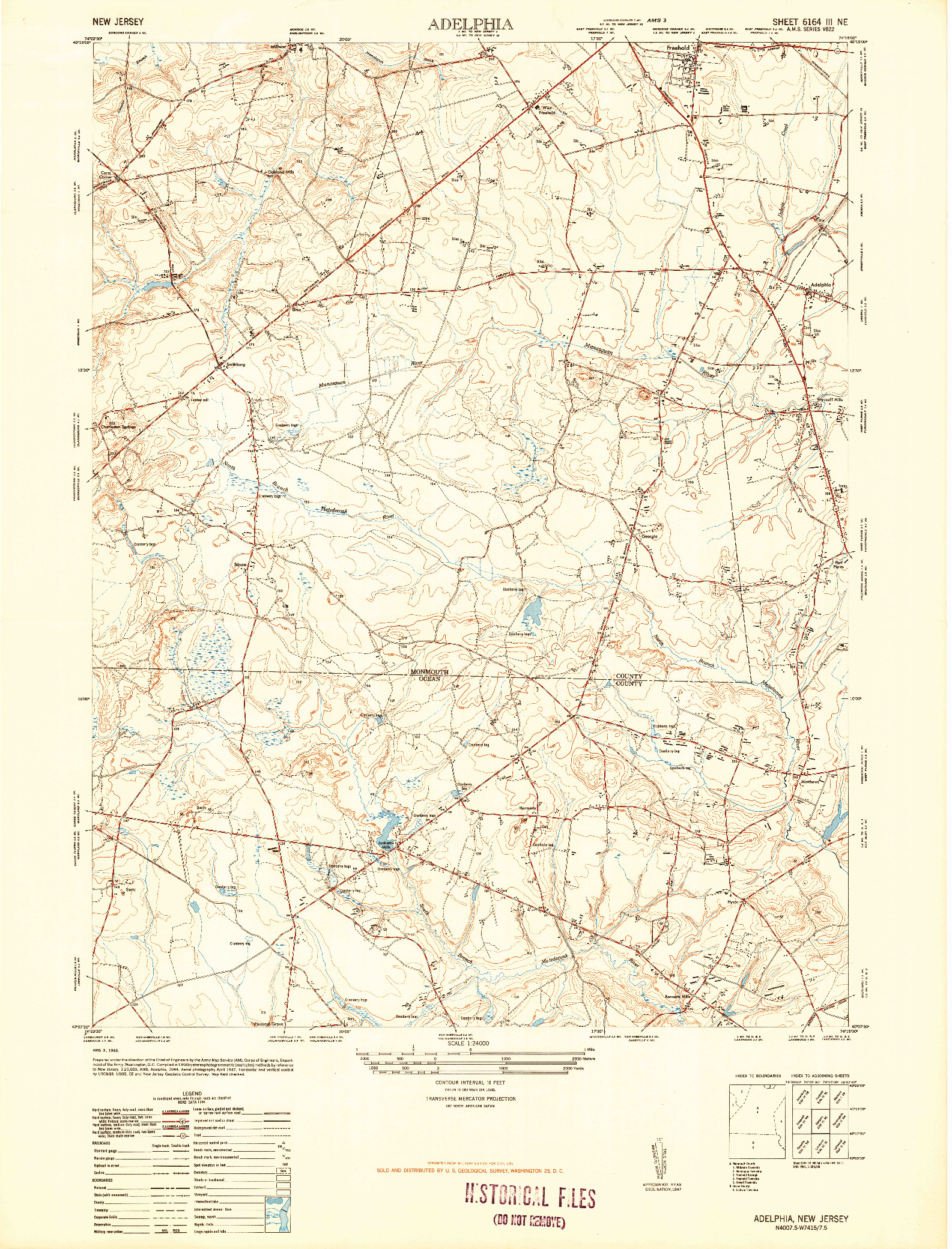 USGS 1:24000-SCALE QUADRANGLE FOR ADELPHIA, NJ 1947