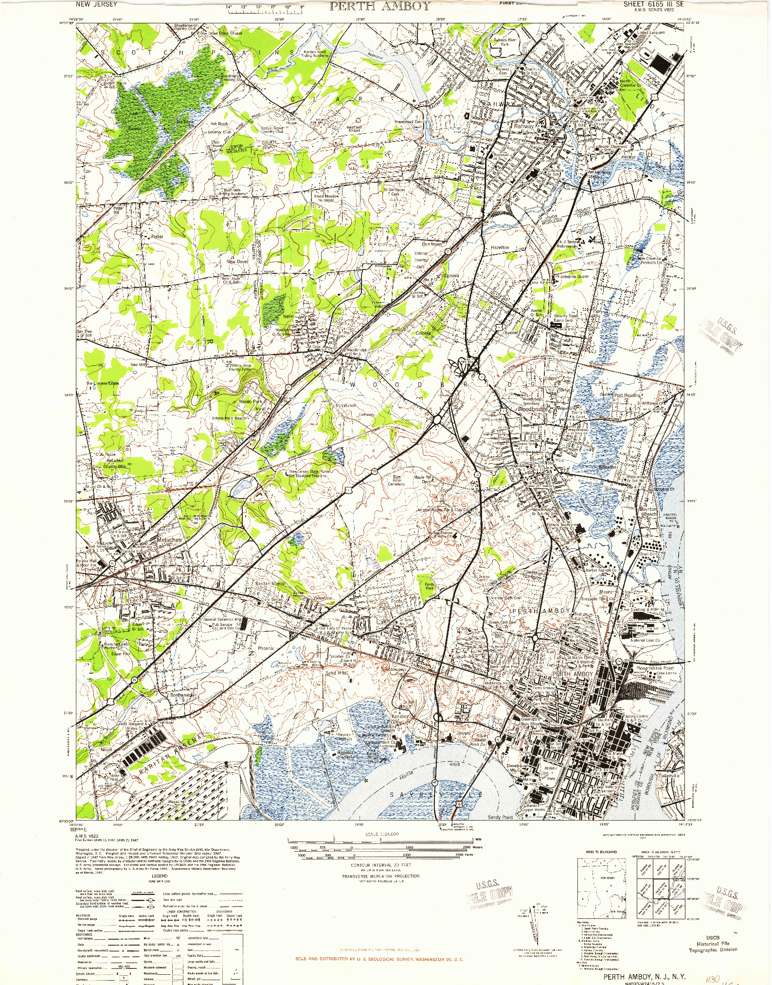 USGS 1:24000-SCALE QUADRANGLE FOR PERTH AMBOY, NJ 1947