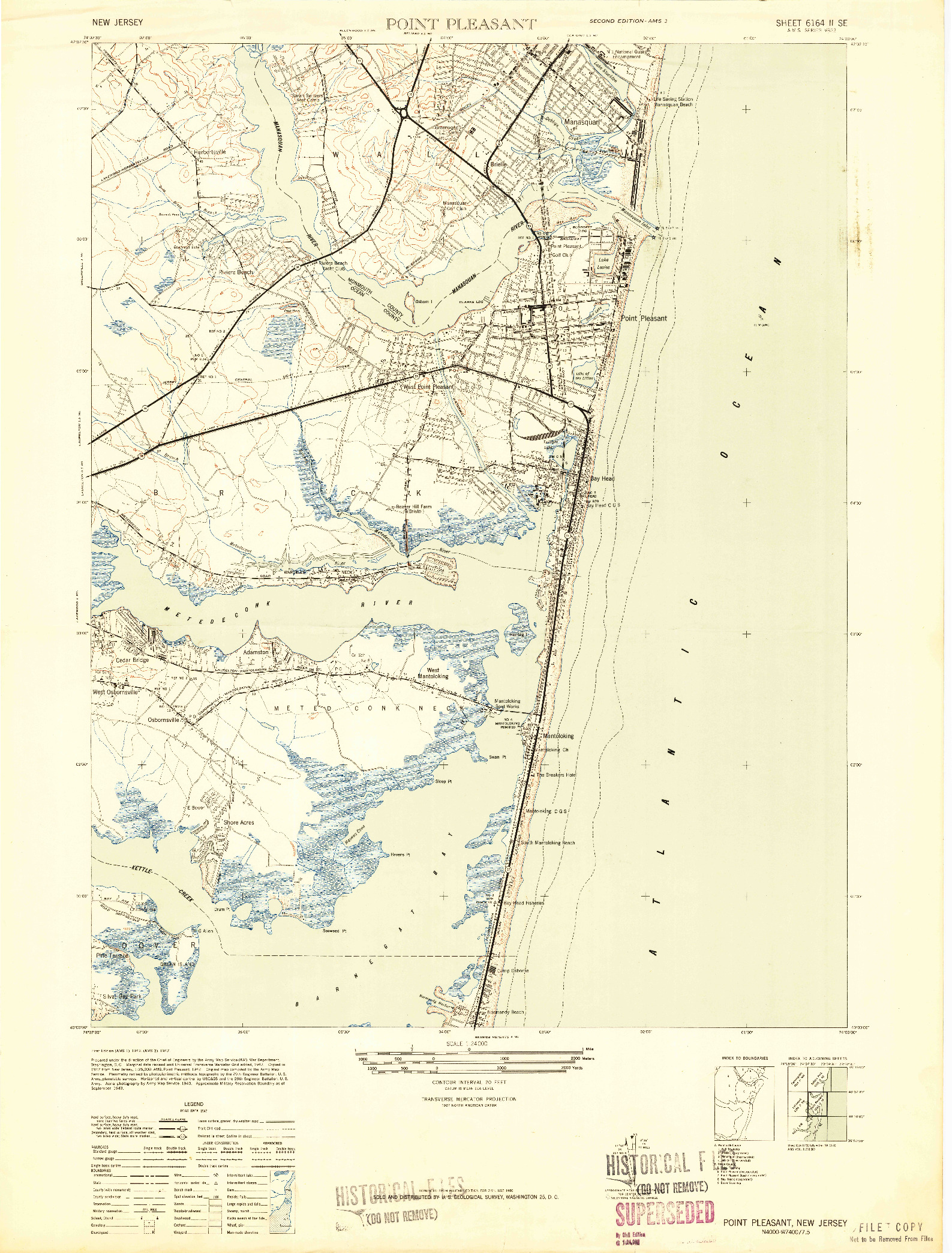 USGS 1:24000-SCALE QUADRANGLE FOR POINT PLEASANT, NJ 1947