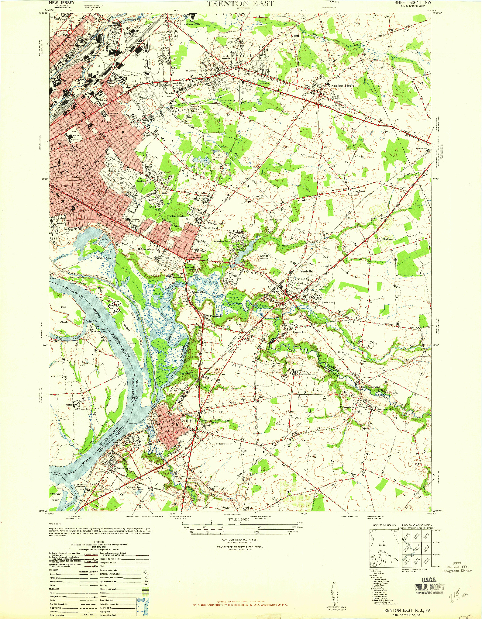 USGS 1:24000-SCALE QUADRANGLE FOR TRENTON EAST, NJ 1947