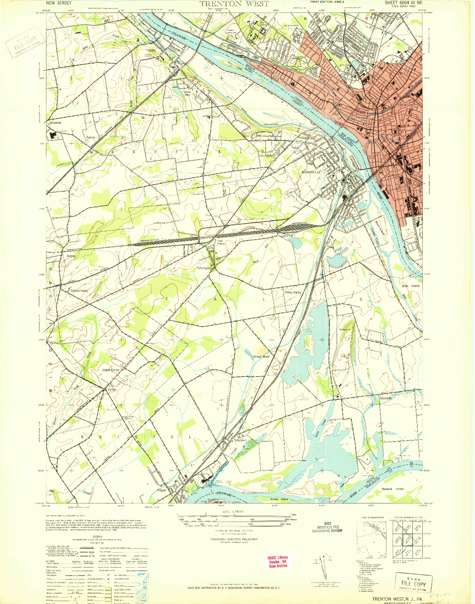 USGS 1:24000-SCALE QUADRANGLE FOR TRENTON WEST, NJ 1947