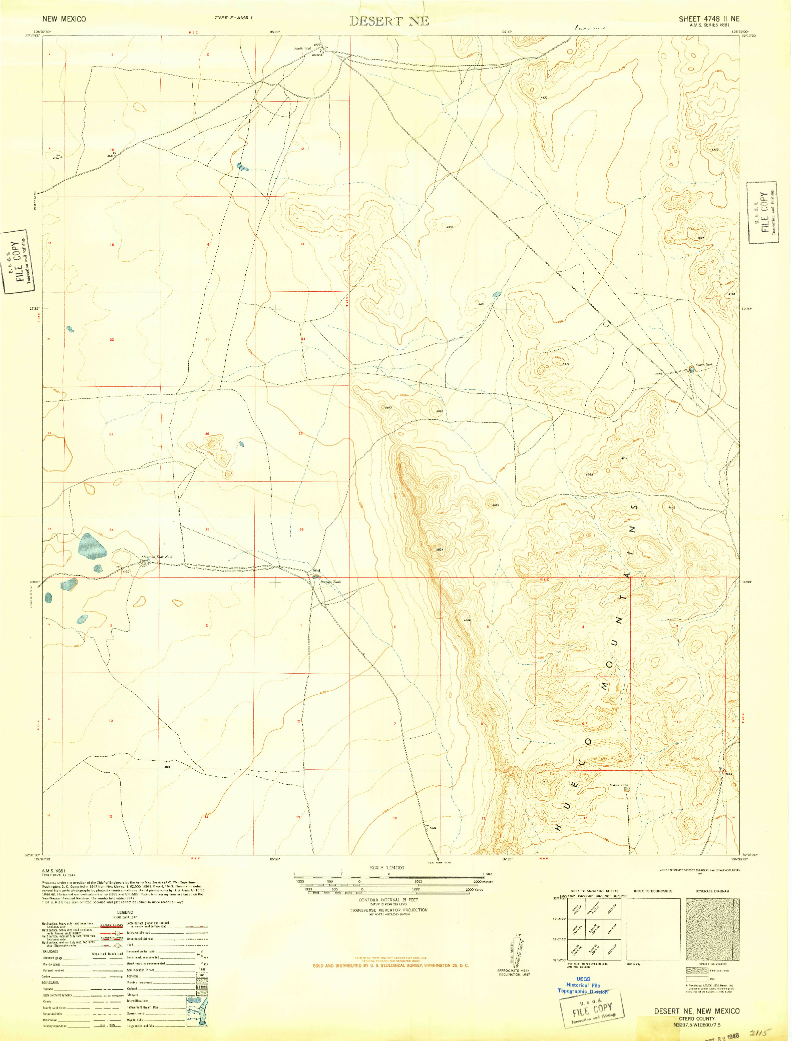 USGS 1:24000-SCALE QUADRANGLE FOR DESERT NE, NM 1947